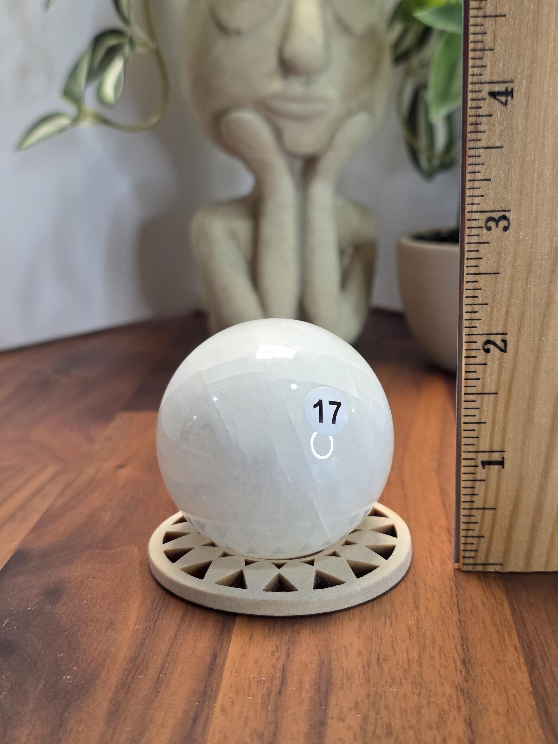 Optical Calcite Crystal Sphere: White, 52mm Natural Stone