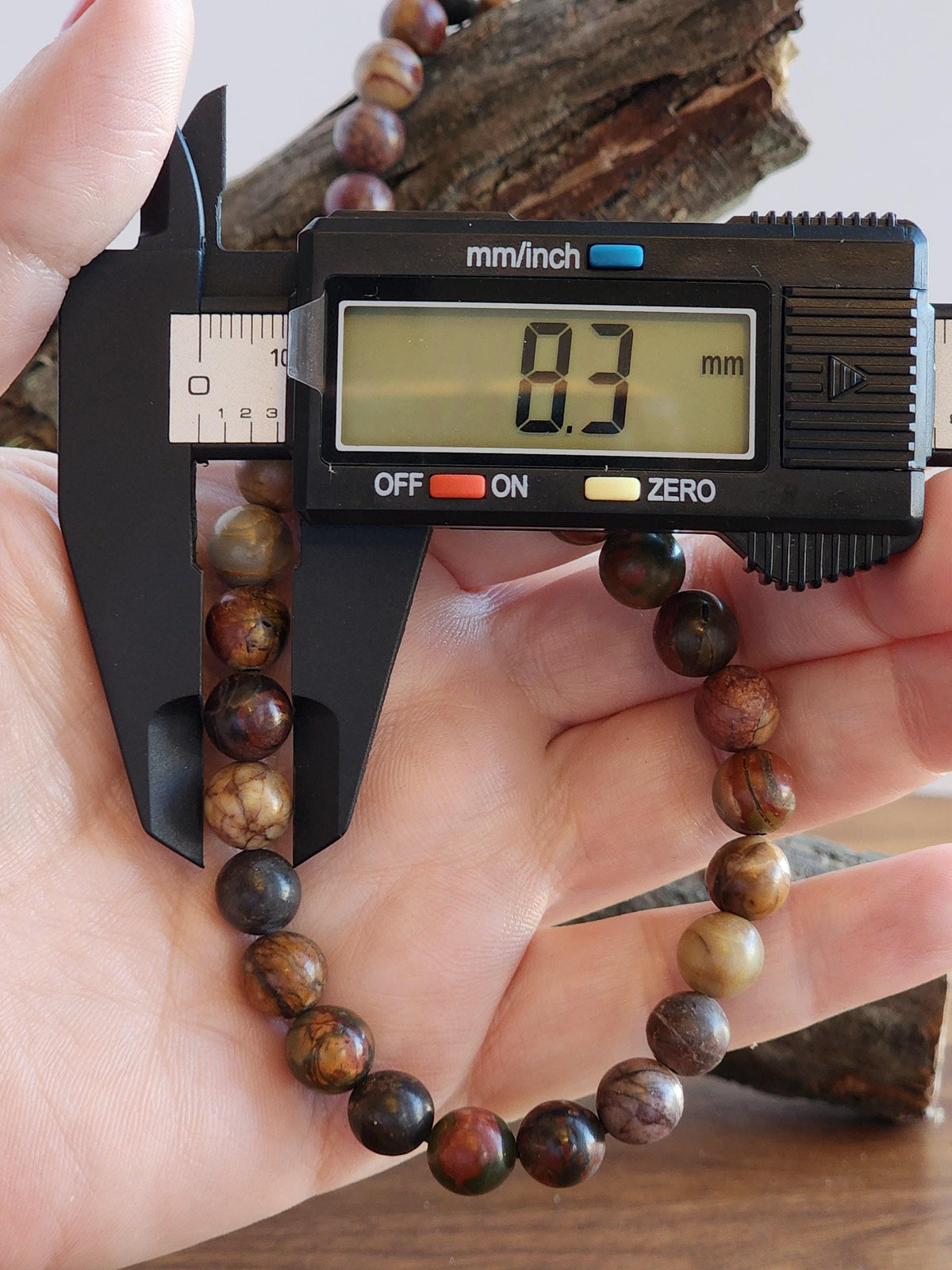 Picasso Jasper Bracelet: Colorful 8MM Crystal Bead Autumn Jewelry
