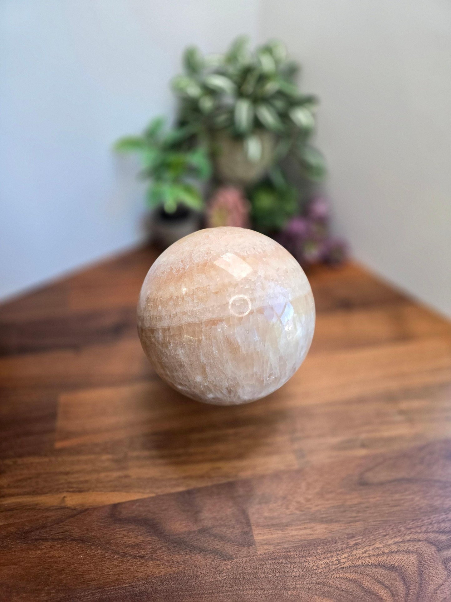 Massive Banded Orange Calcite Crystal Sphere - 6" (148mm)