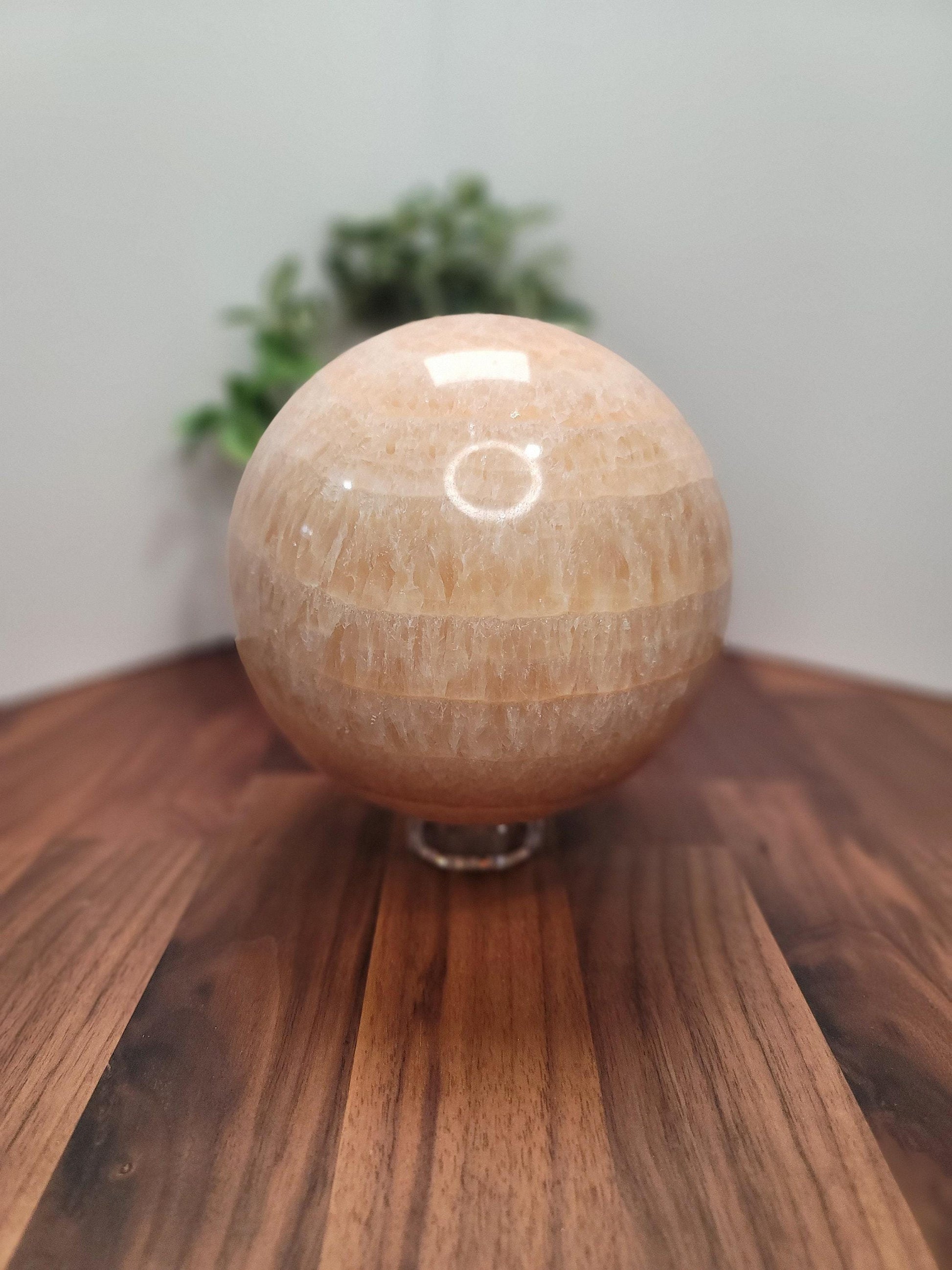 Massive Banded Orange Calcite Crystal Sphere - 6" (148mm)