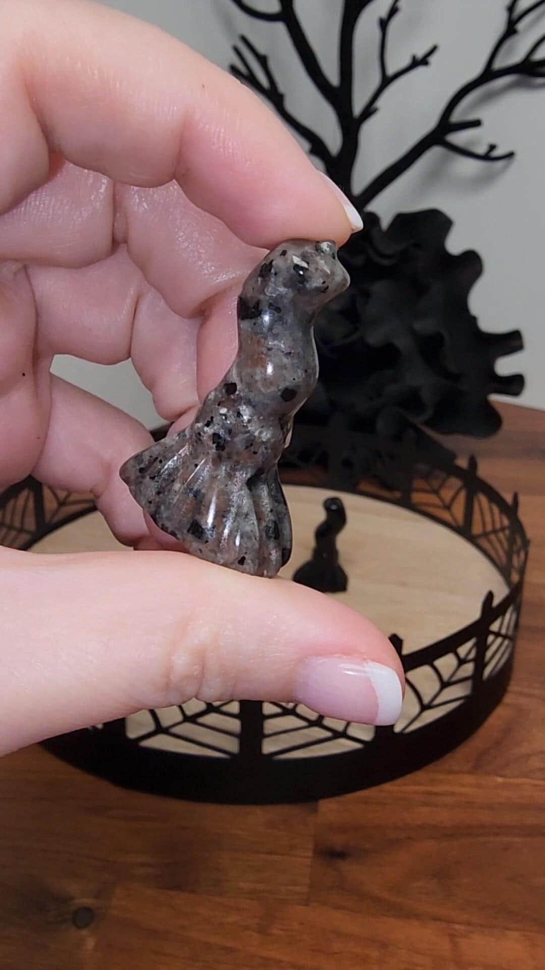 Mini Witch’s Broom Charm - Crystal Stone for Altar or Spooky Decor