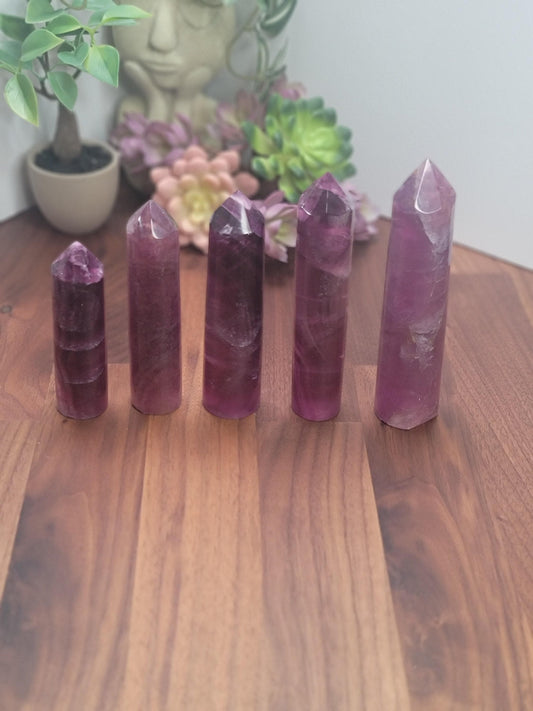 Fluorite Crystal Tower: Purple and Clear Stone (3-5 Inch Size)