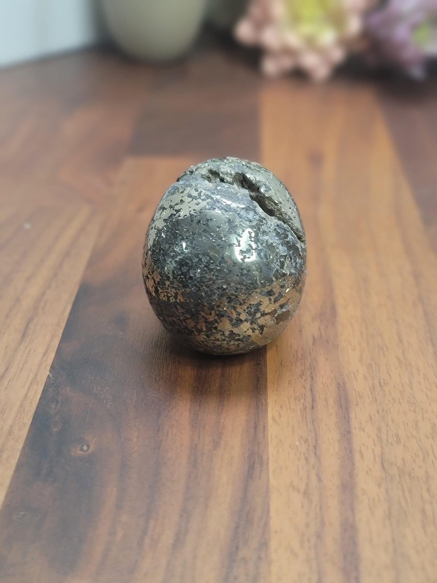 Pretty Pyrite Crystal Skull Carving | 2.4 X 1.7 Inches | Gold and Black | Only 1 Available