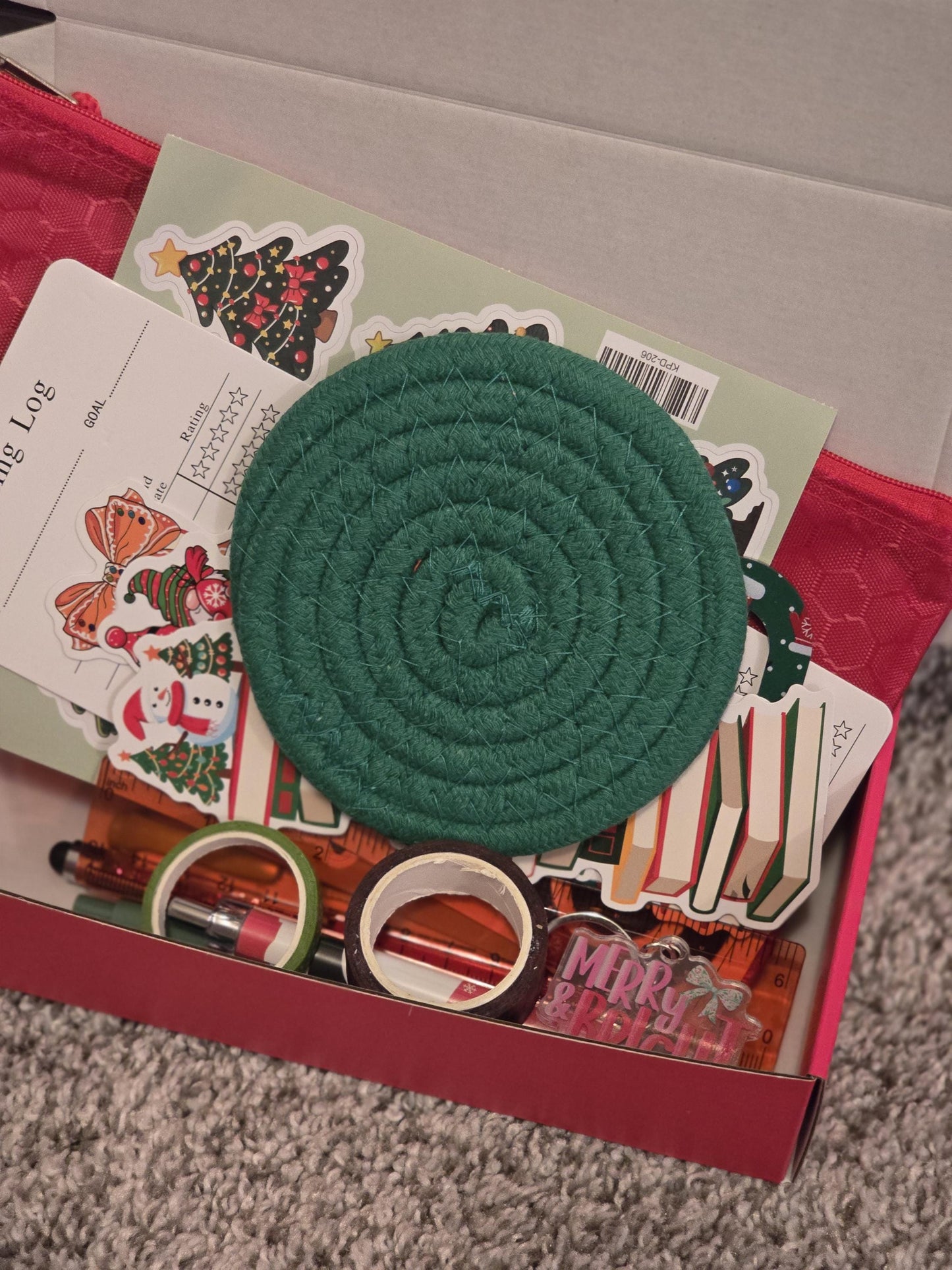 Holiday Bookish Bundle: Notebook, Pens, Bookmarks - Festive Gift Box