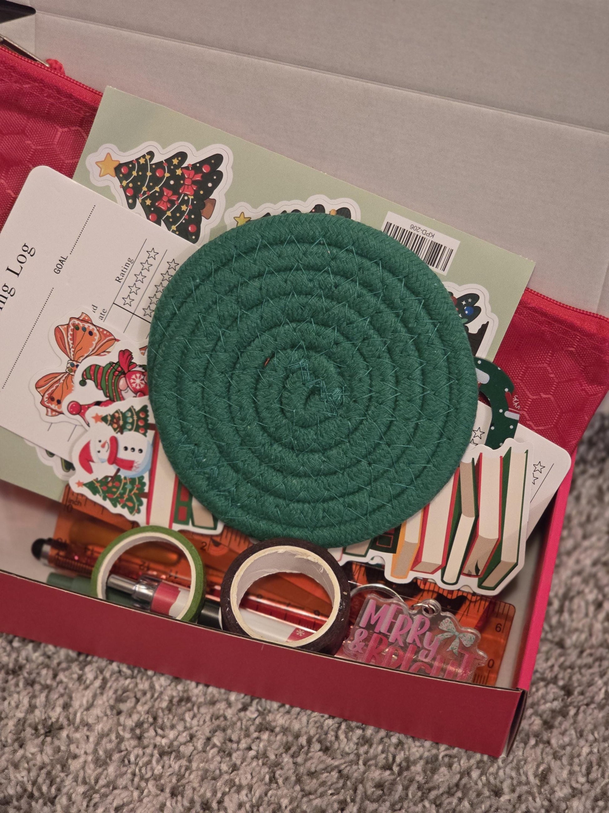 Holiday Bookish Bundle: Notebook, Pens, Bookmarks - Festive Gift Box