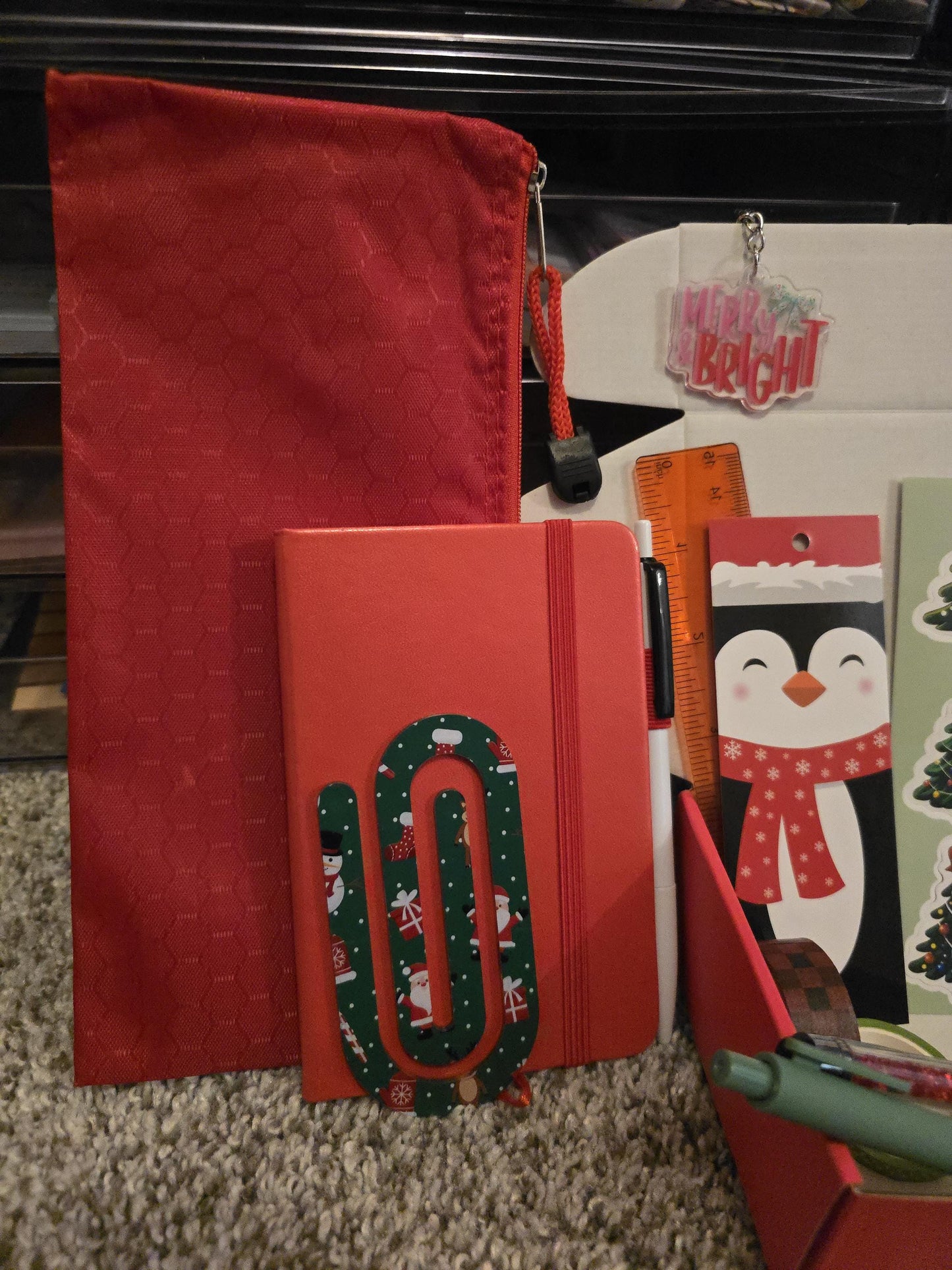 Holiday Bookish Bundle: Notebook, Pens, Bookmarks - Festive Gift Box