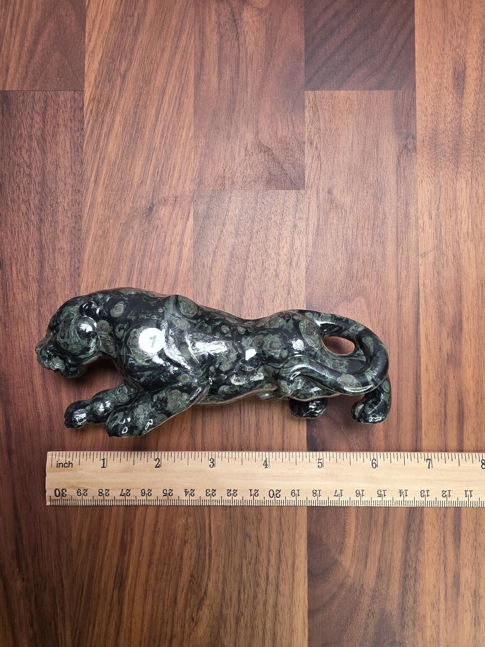 Kambaba Jasper Crystal Leopard 3D Carving