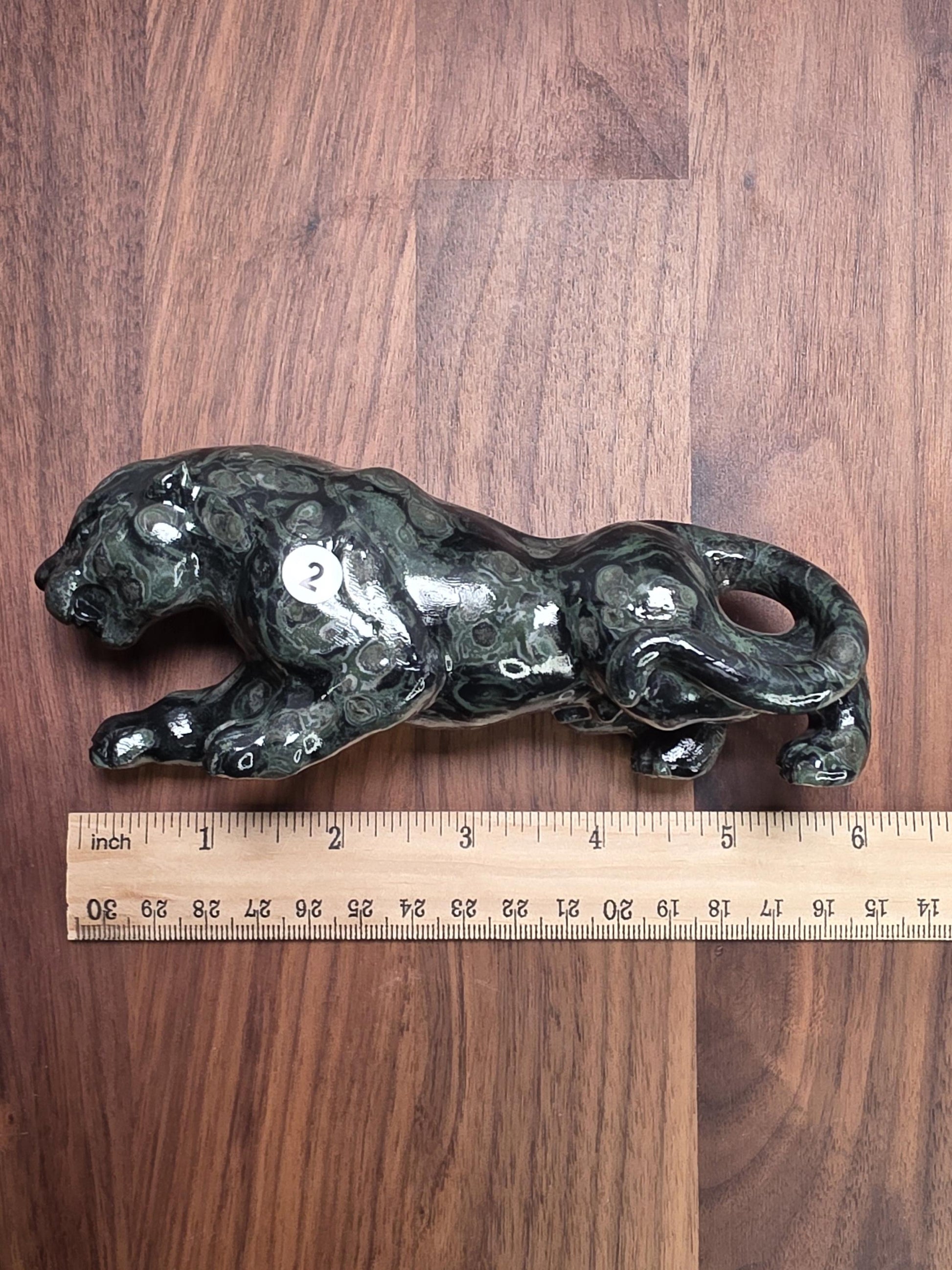 Kambaba Jasper Crystal Leopard 3D Carving