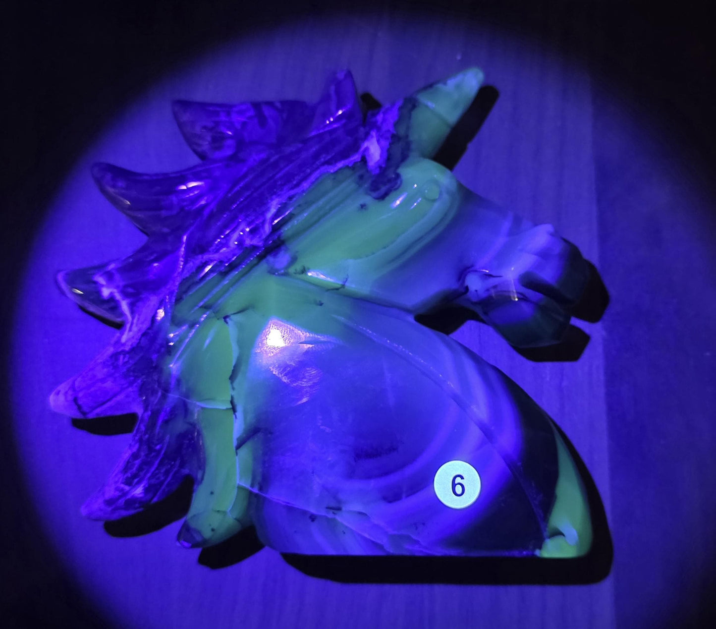 Volcano Agate Unicorn Crystal Carving UV Reactive
