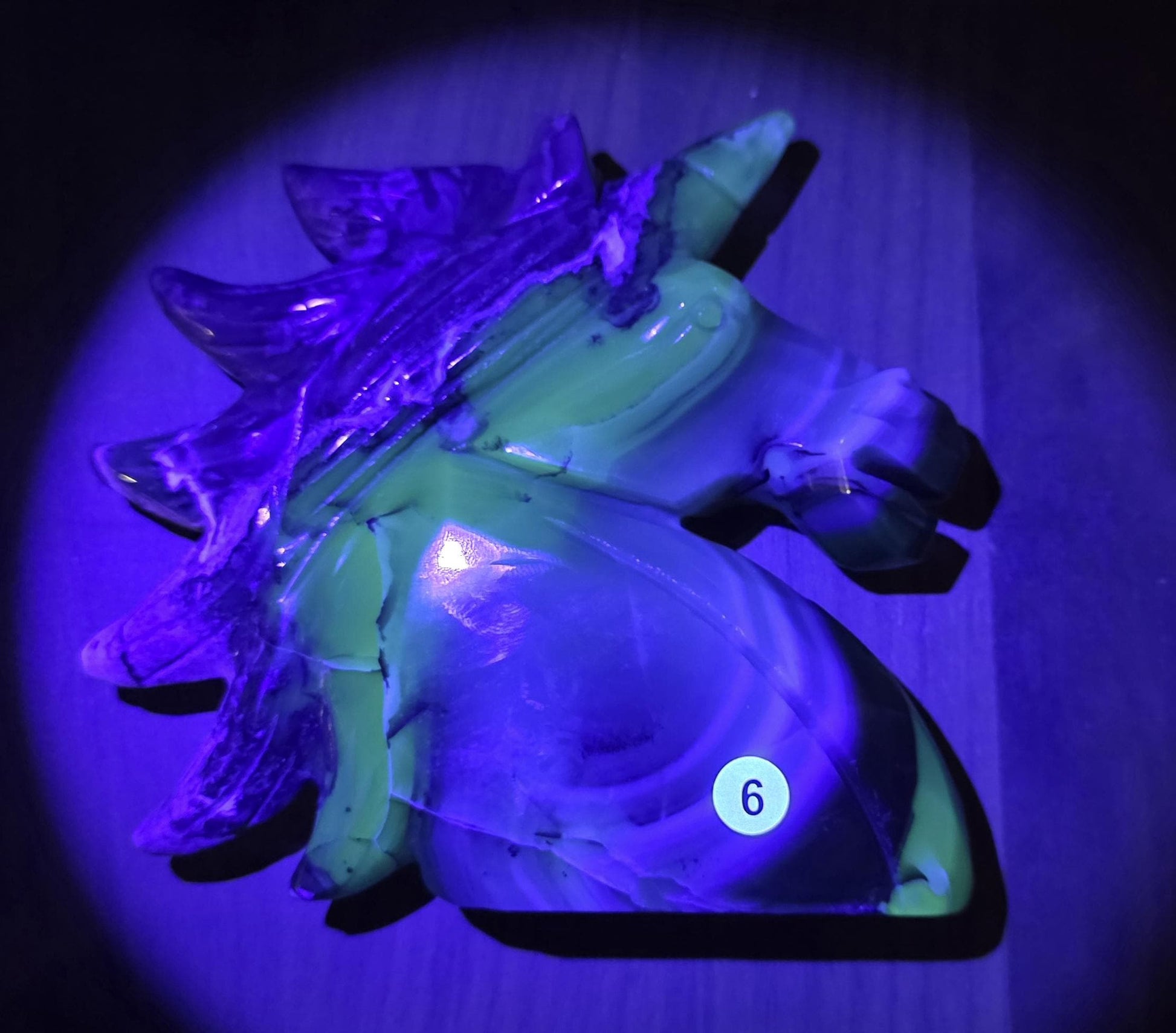 Volcano Agate Unicorn Crystal Carving UV Reactive