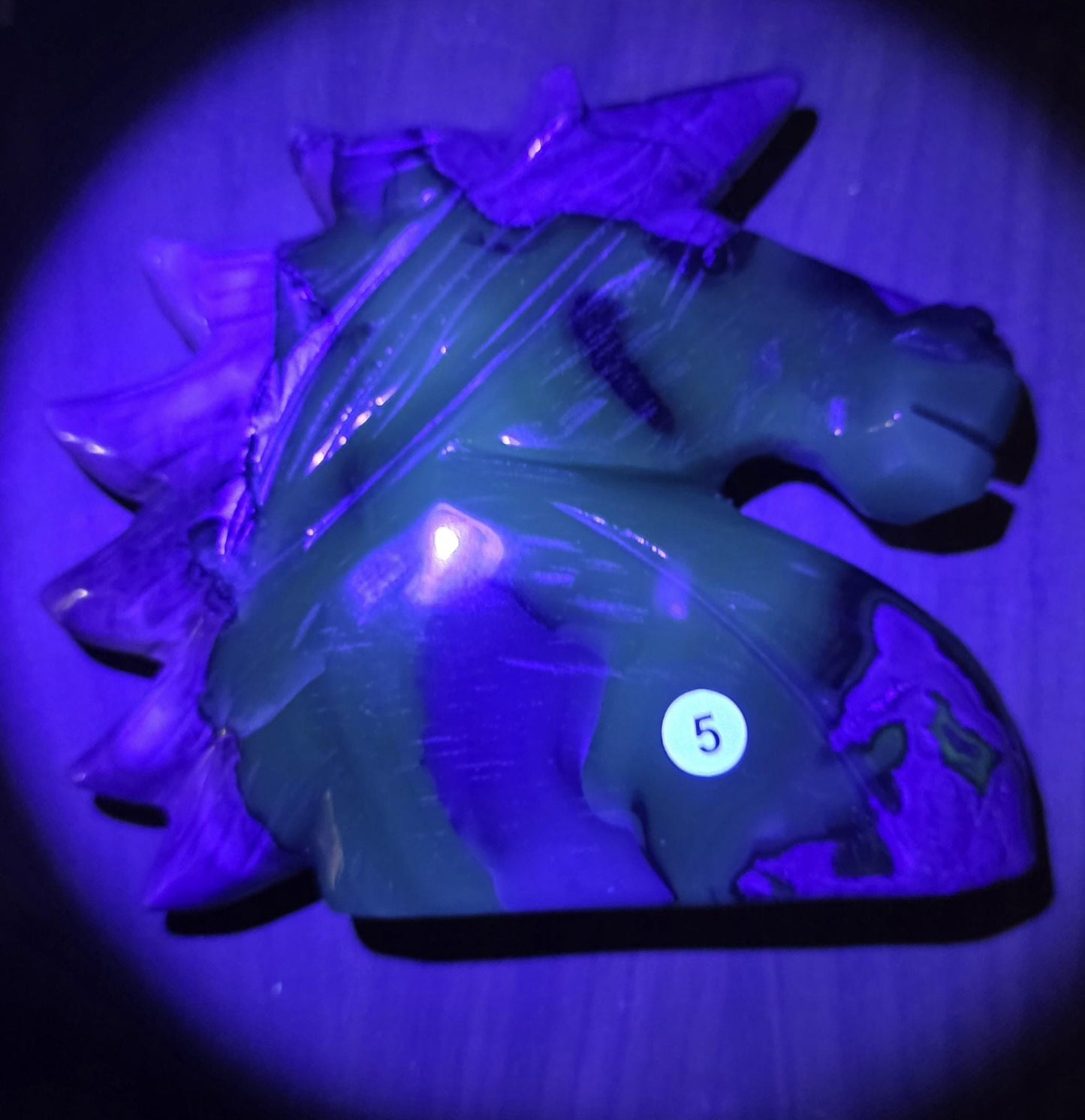 Volcano Agate Unicorn Crystal Carving UV Reactive