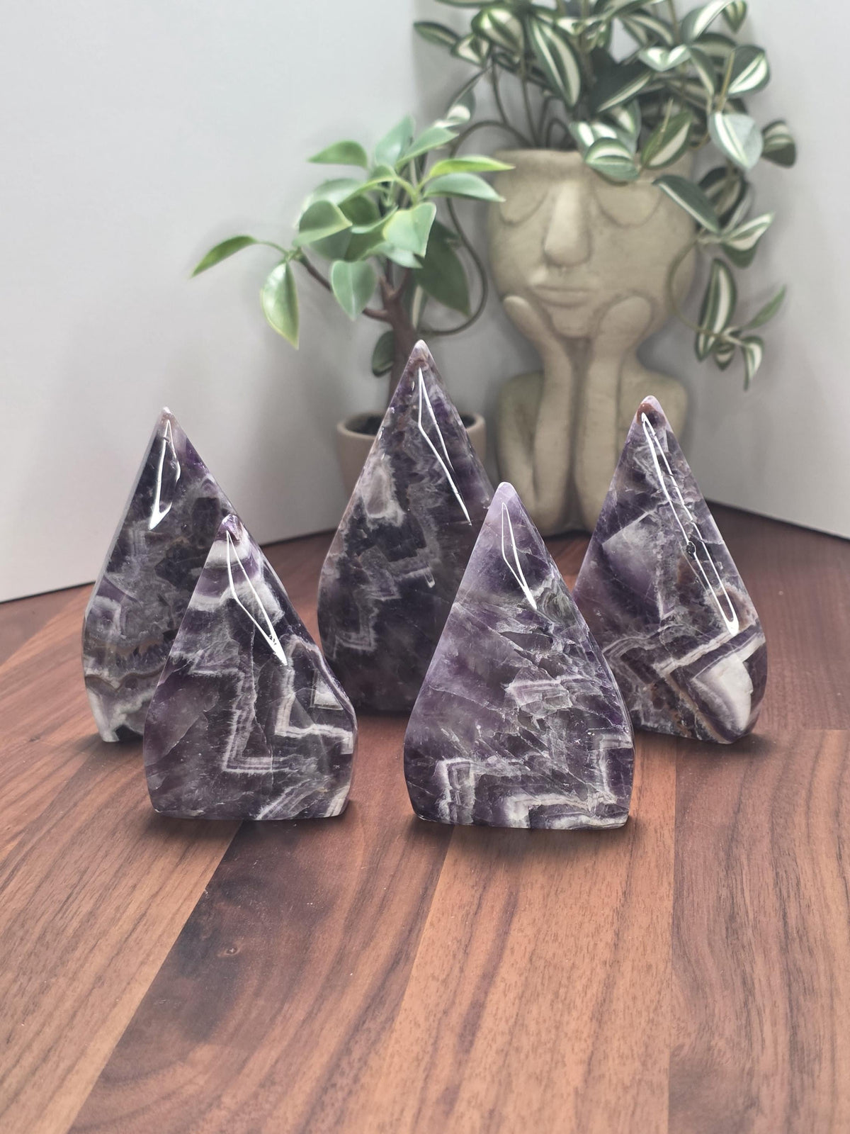 Amazing Amethyst Flame Crystal Carving Purple White and Gray