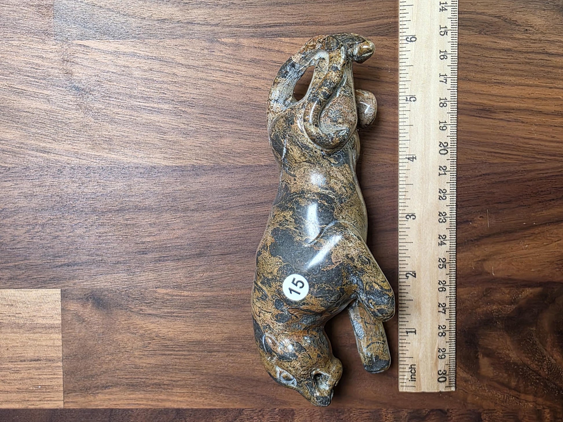 Leopard Skin Jasper Jaguar Crystal Carving | 6 Inches | Brown Gray and Black