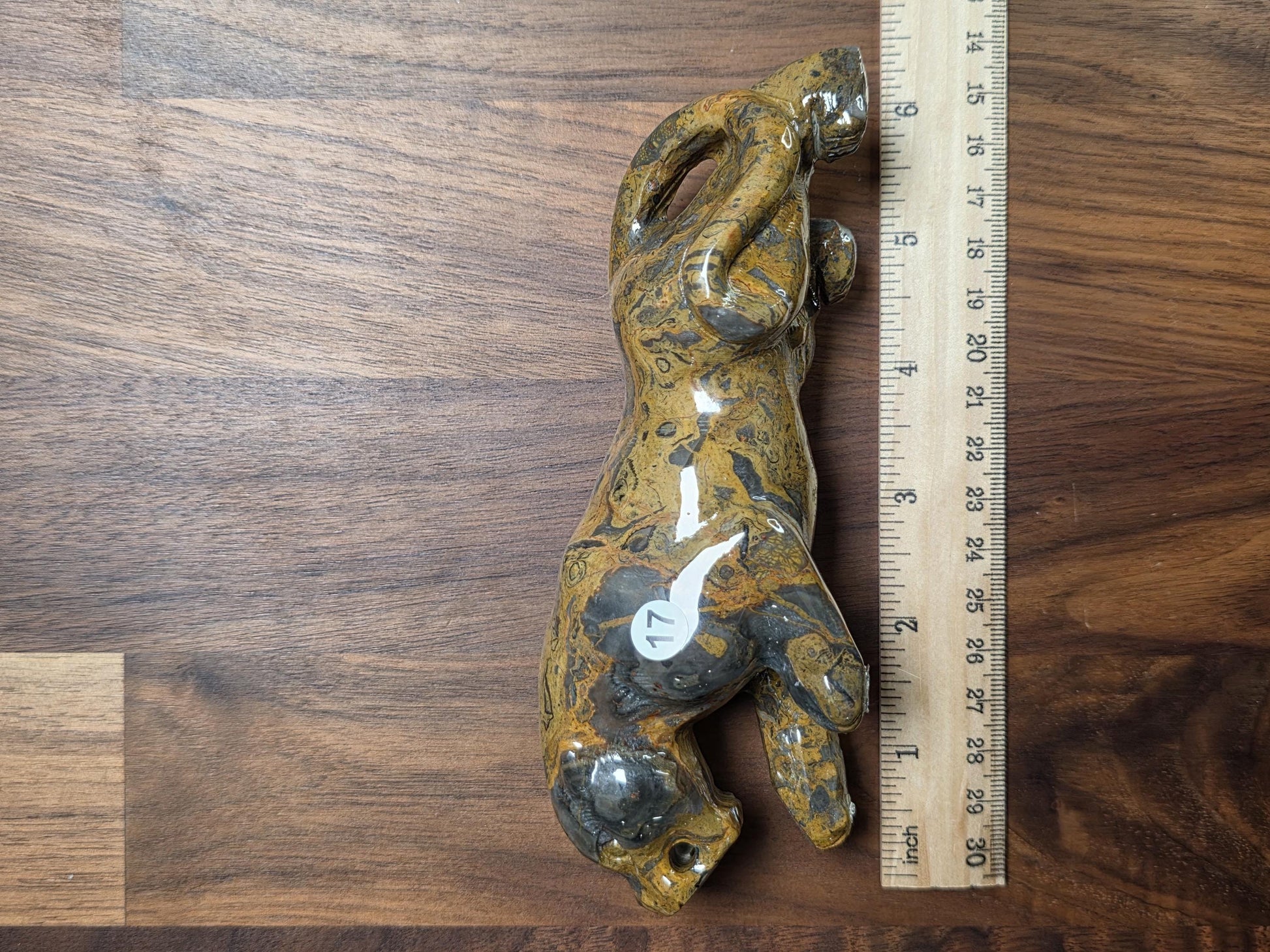 Leopard Skin Jasper Jaguar Crystal Carving | 6 Inches | Brown Gray and Black