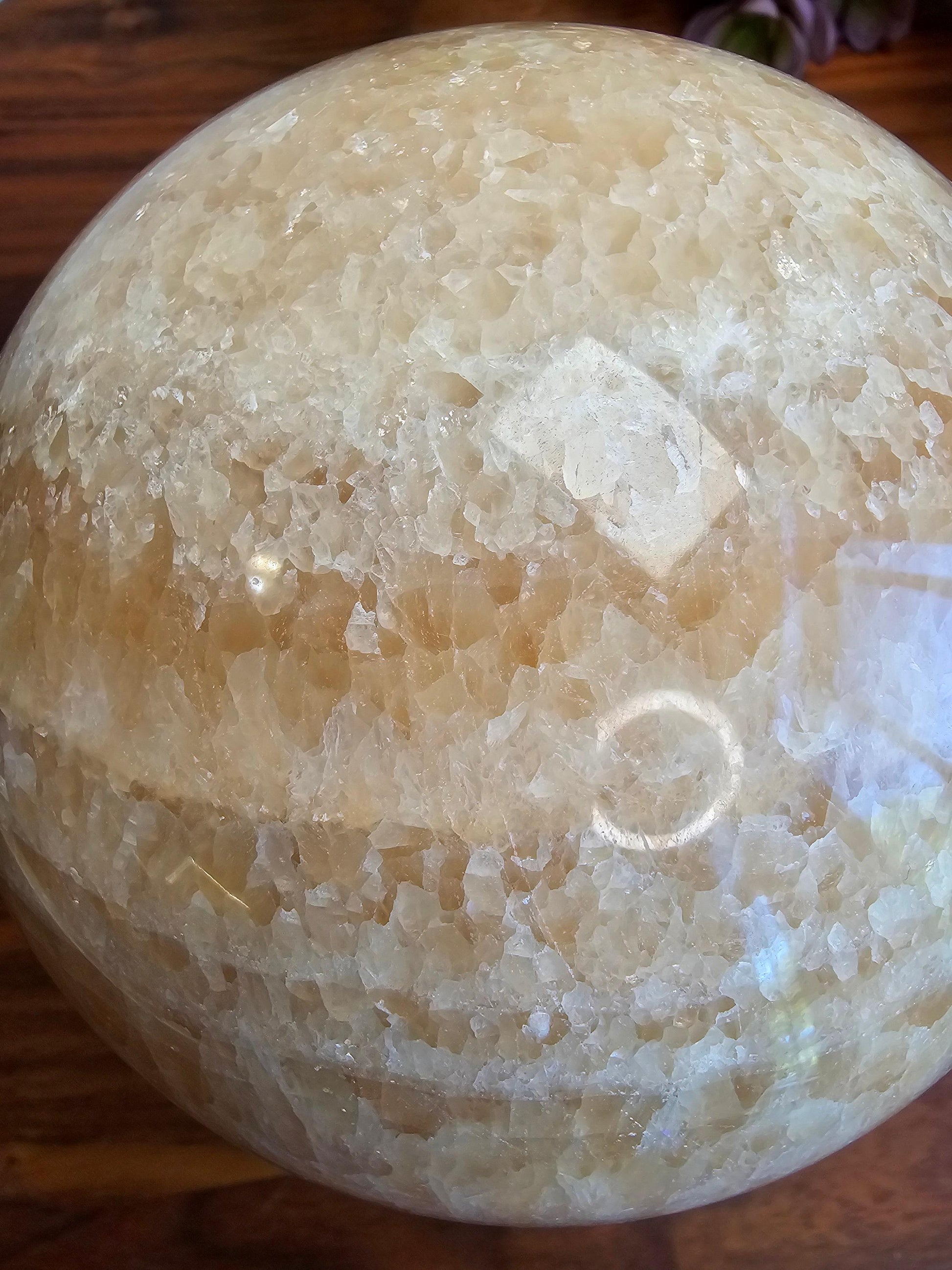 Massive Banded Orange Calcite Crystal Sphere - 6" (148mm)