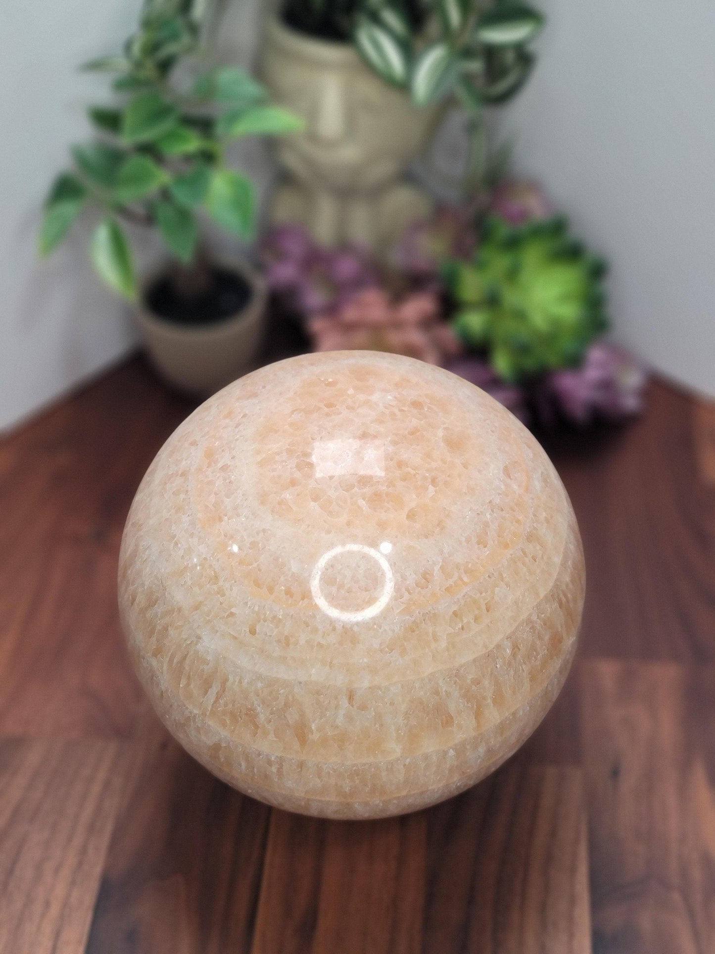 Massive Banded Orange Calcite Crystal Sphere - 6" (148mm)