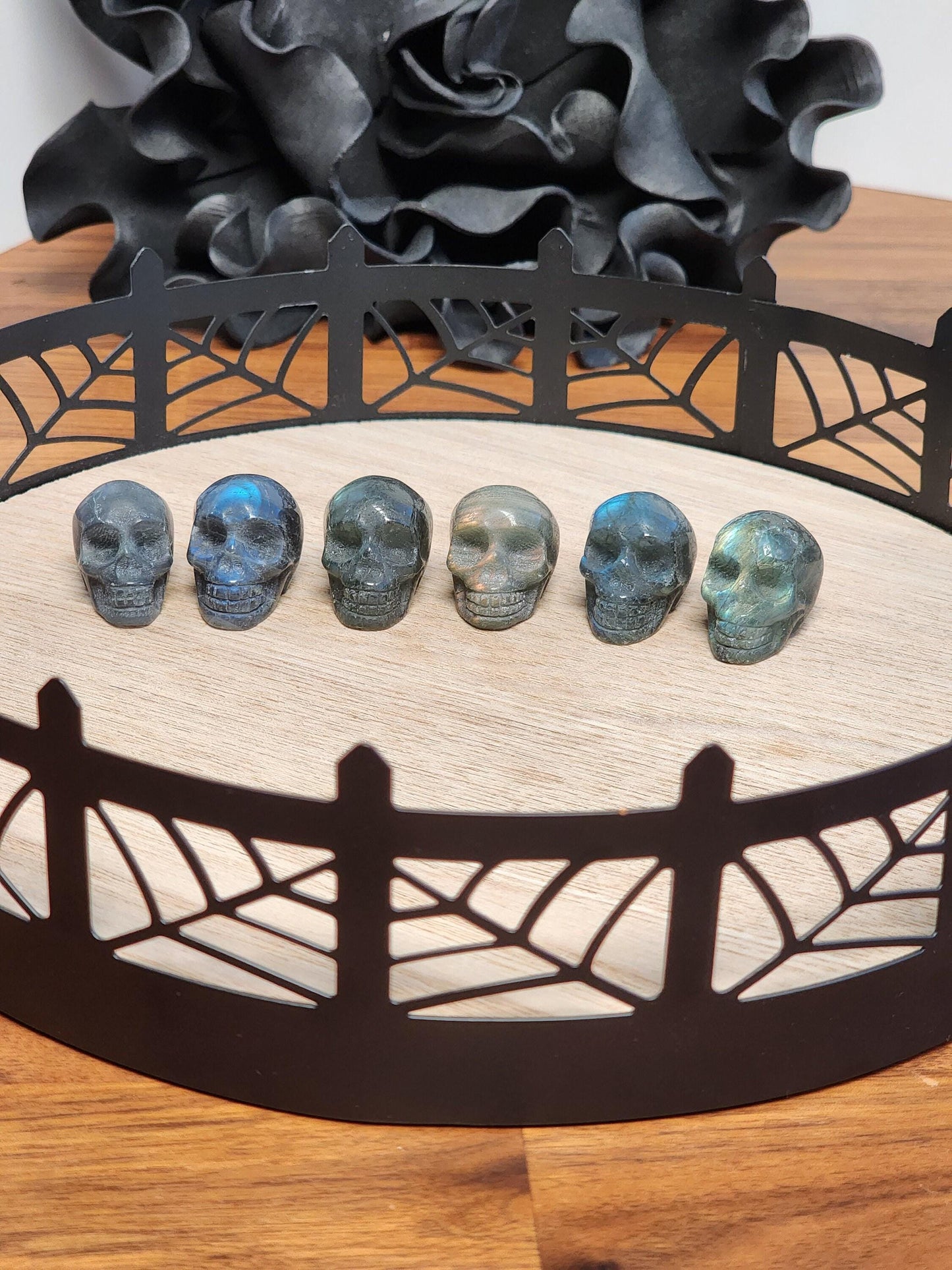 Labradorite Mini Skull - Flashy Crystal, Spooky Season Decor