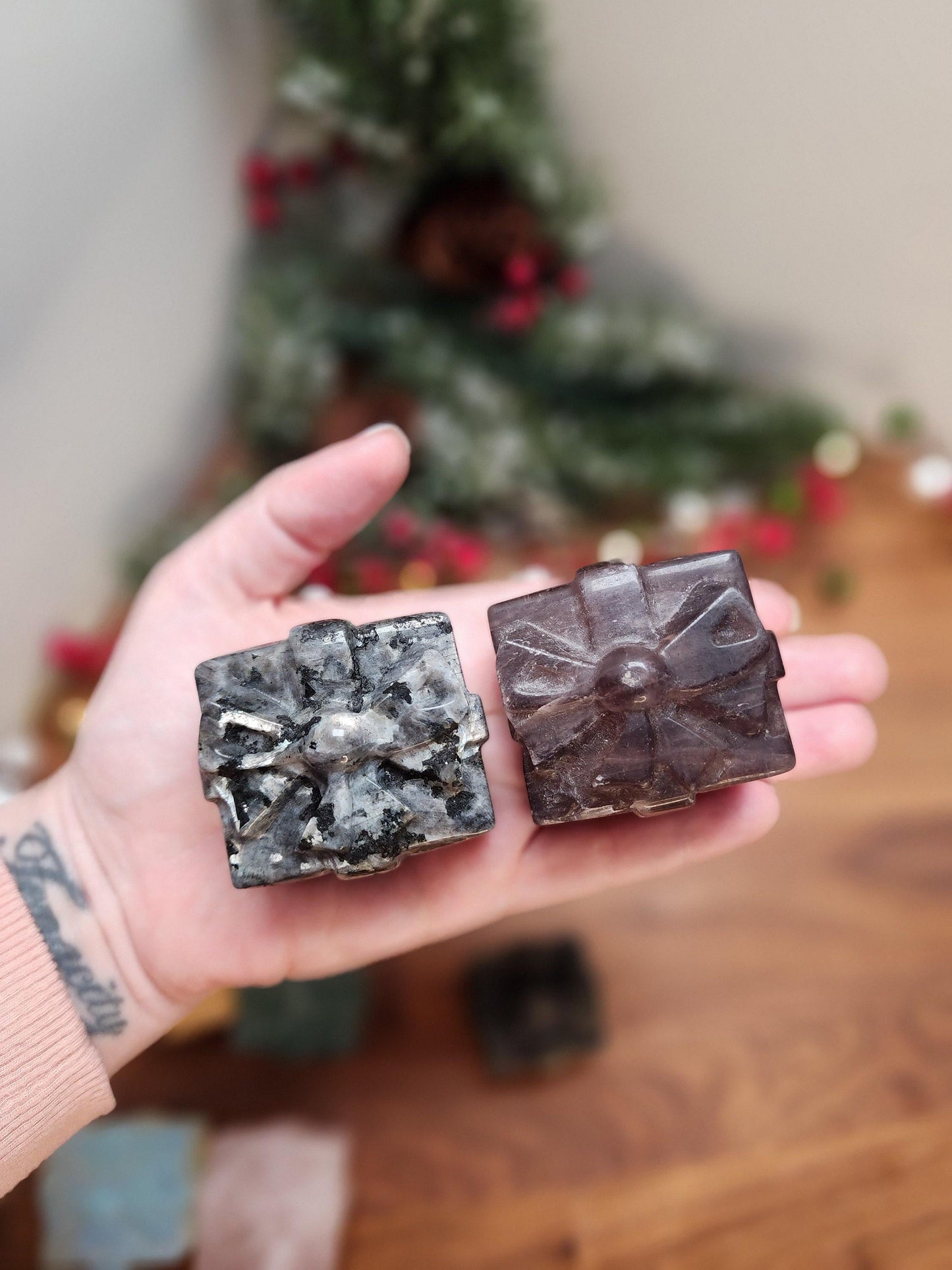 Crystal Gift Carvings: Larvakite, Fluorite, Rose Quartz, Labradorite