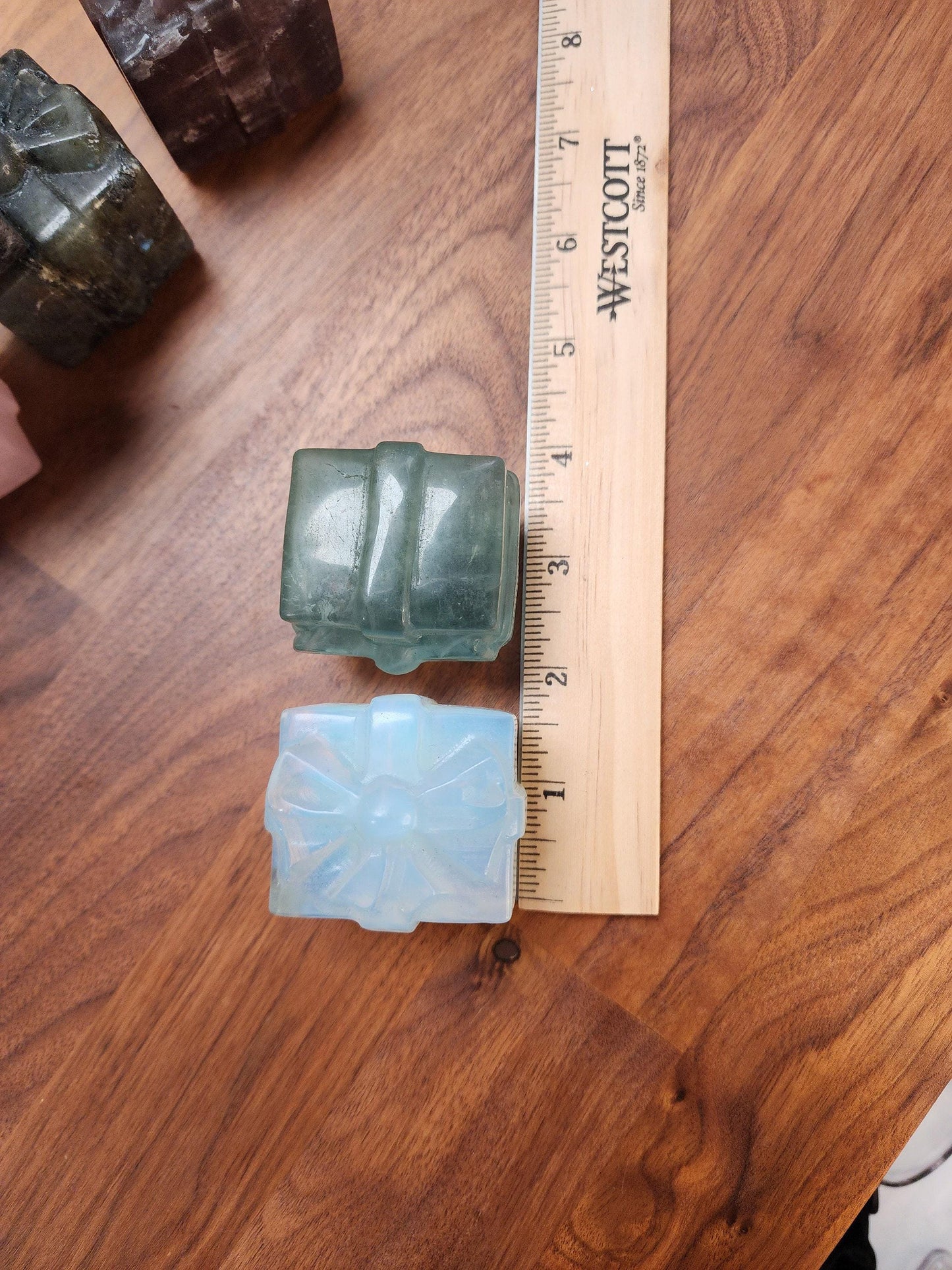 Crystal Gift Carvings: Larvakite, Fluorite, Rose Quartz, Labradorite