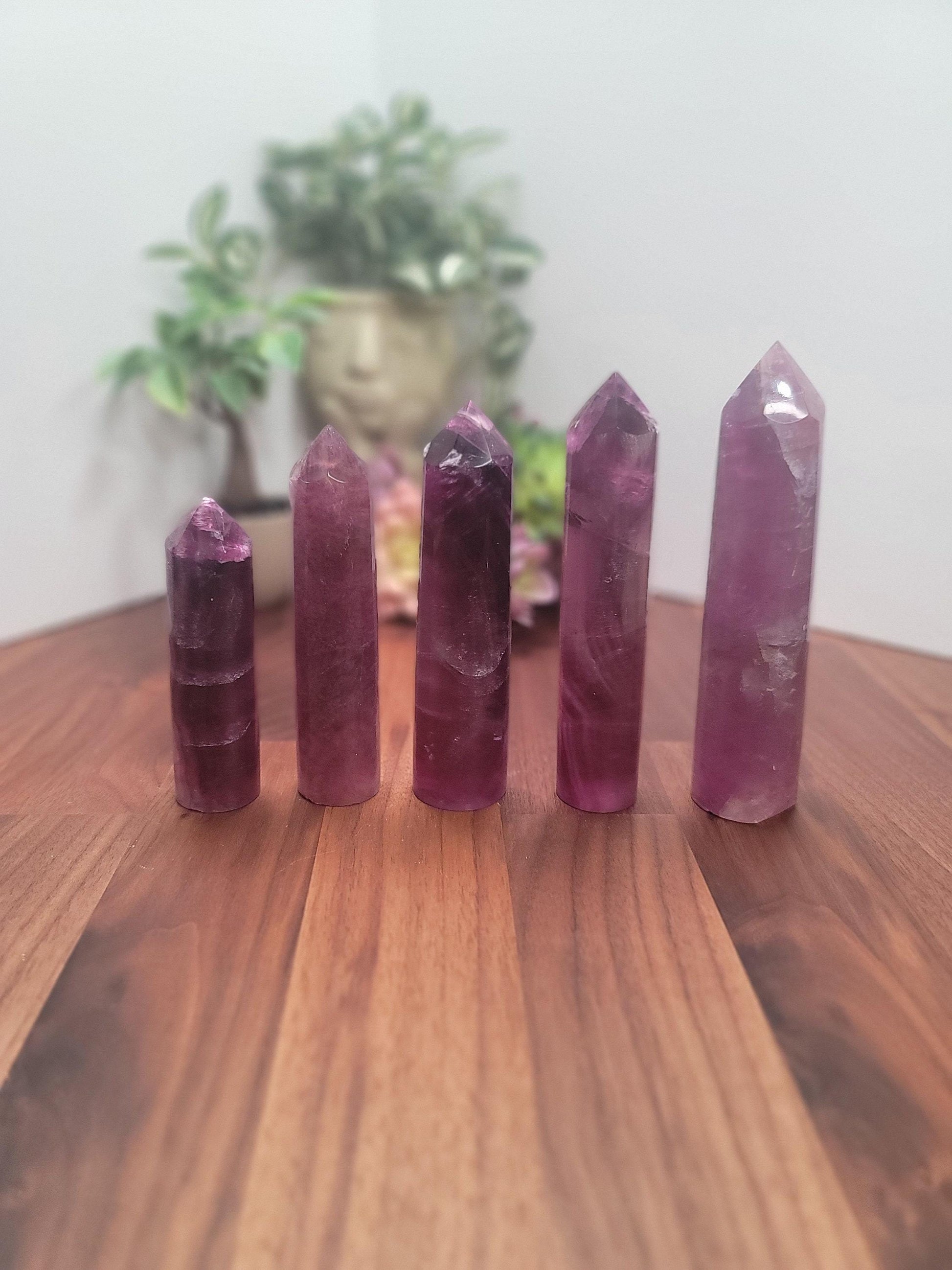Fluorite Crystal Tower: Purple and Clear Stone (3-5 Inch Size)
