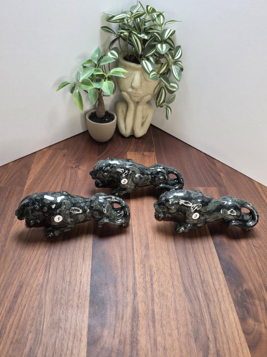 Kambaba Jasper Crystal Leopard 3D Carving