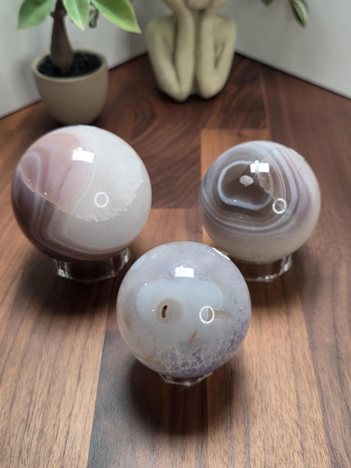 Botswana Agate Sphere Banded Crystal Sphere some with Druzy