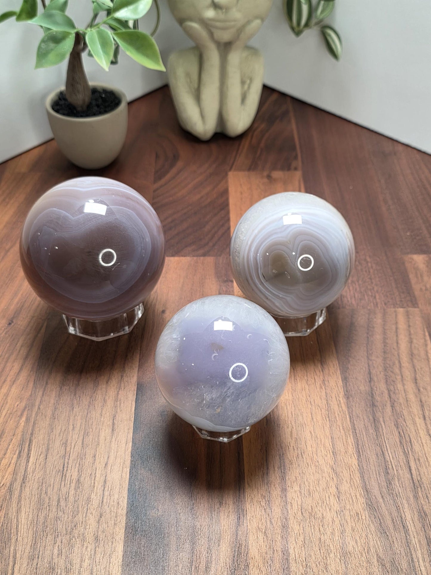 Botswana Agate Sphere Banded Crystal Sphere some with Druzy