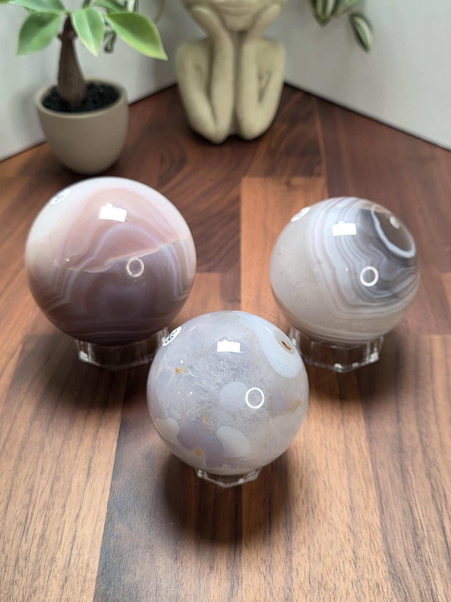 Botswana Agate Sphere Banded Crystal Sphere some with Druzy