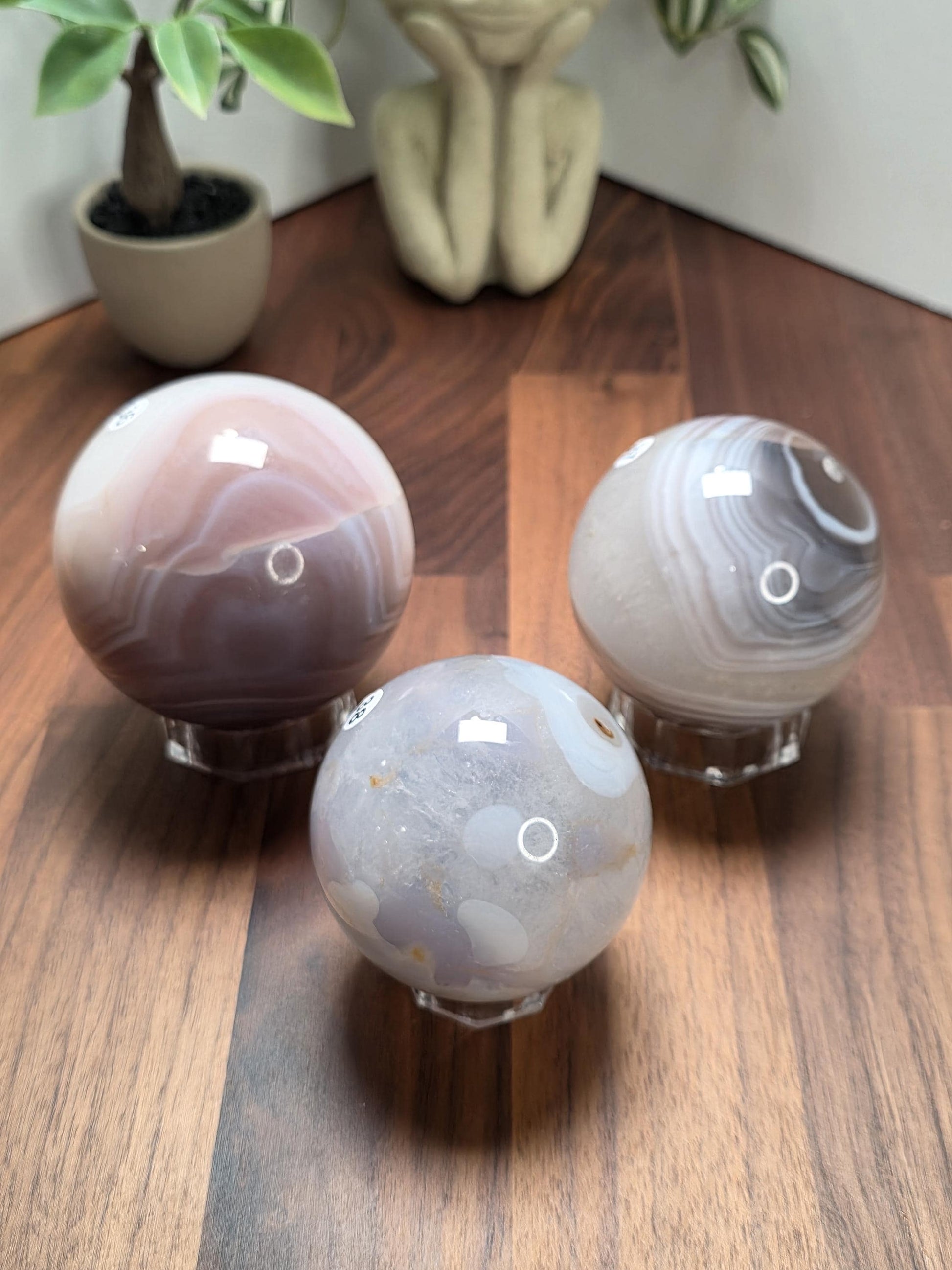 Botswana Agate Sphere Banded Crystal Sphere some with Druzy