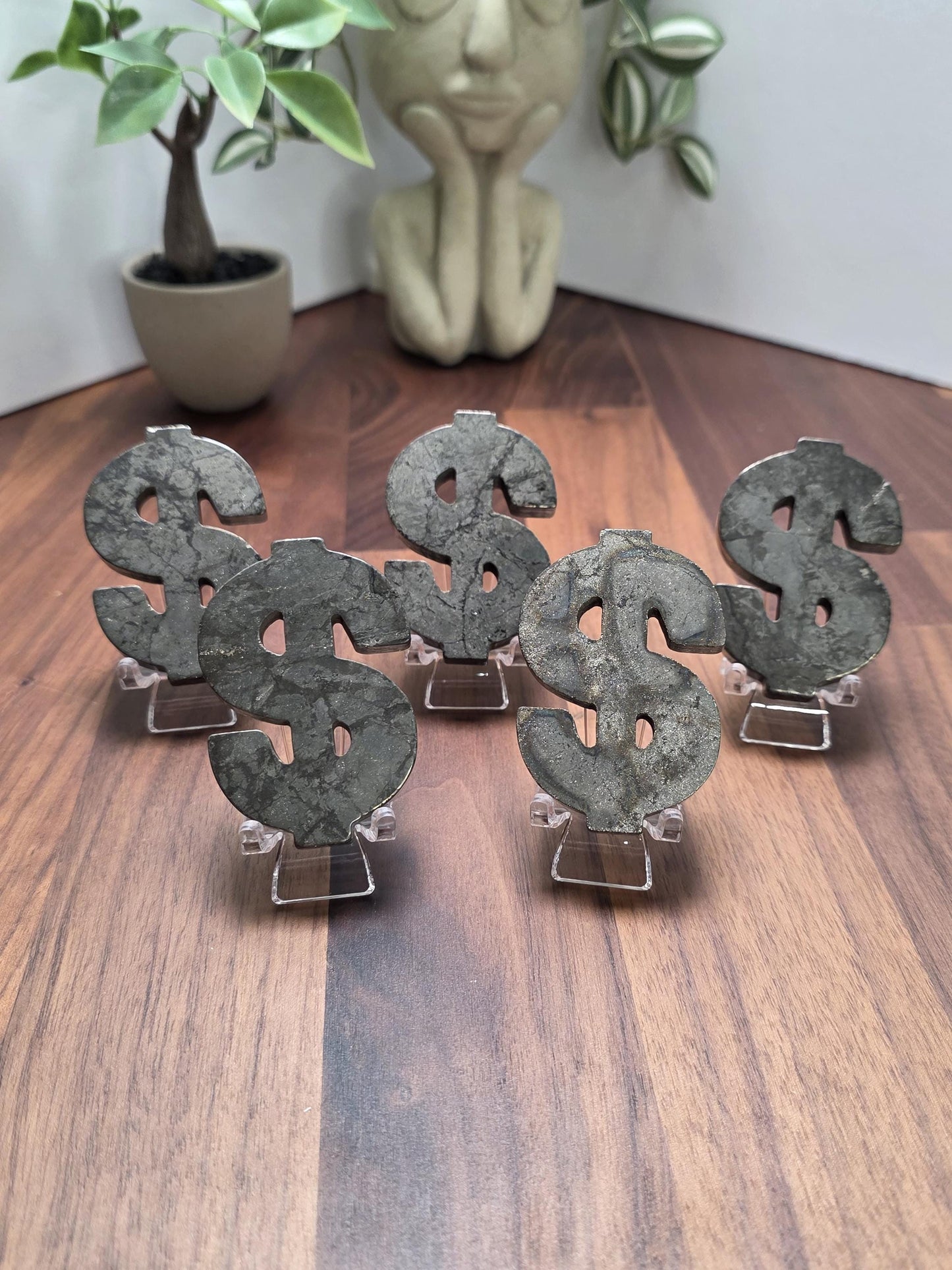 Pyrite Dollar Sign Carving: Golden Fools Gold