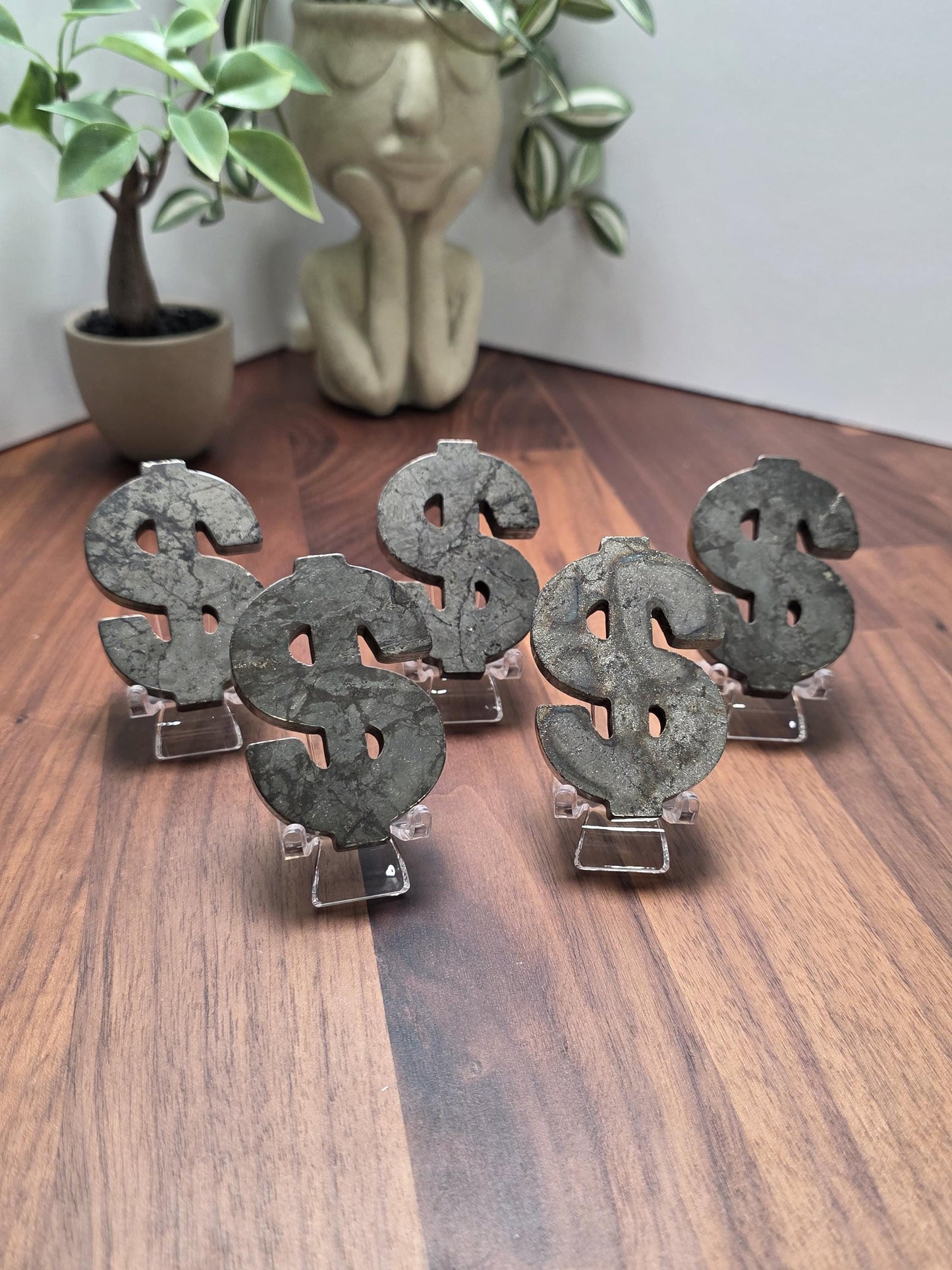Pyrite Dollar Sign Carving: Golden Fools Gold