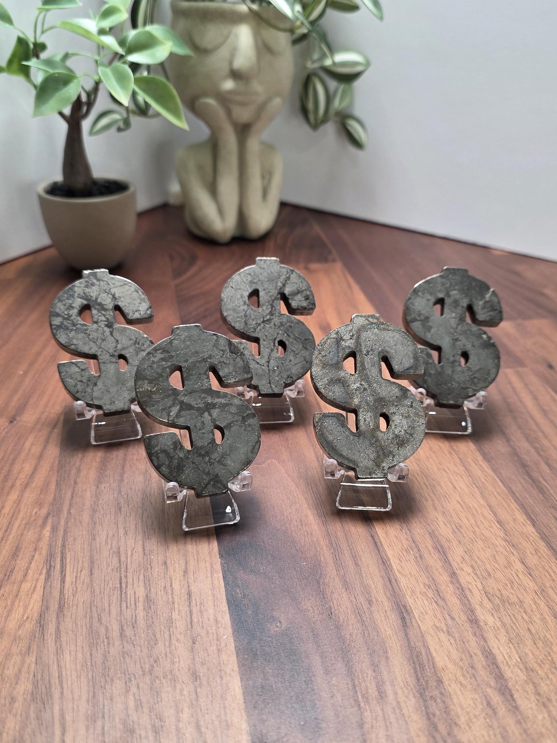 Pyrite Dollar Sign Carving: Golden Fools Gold