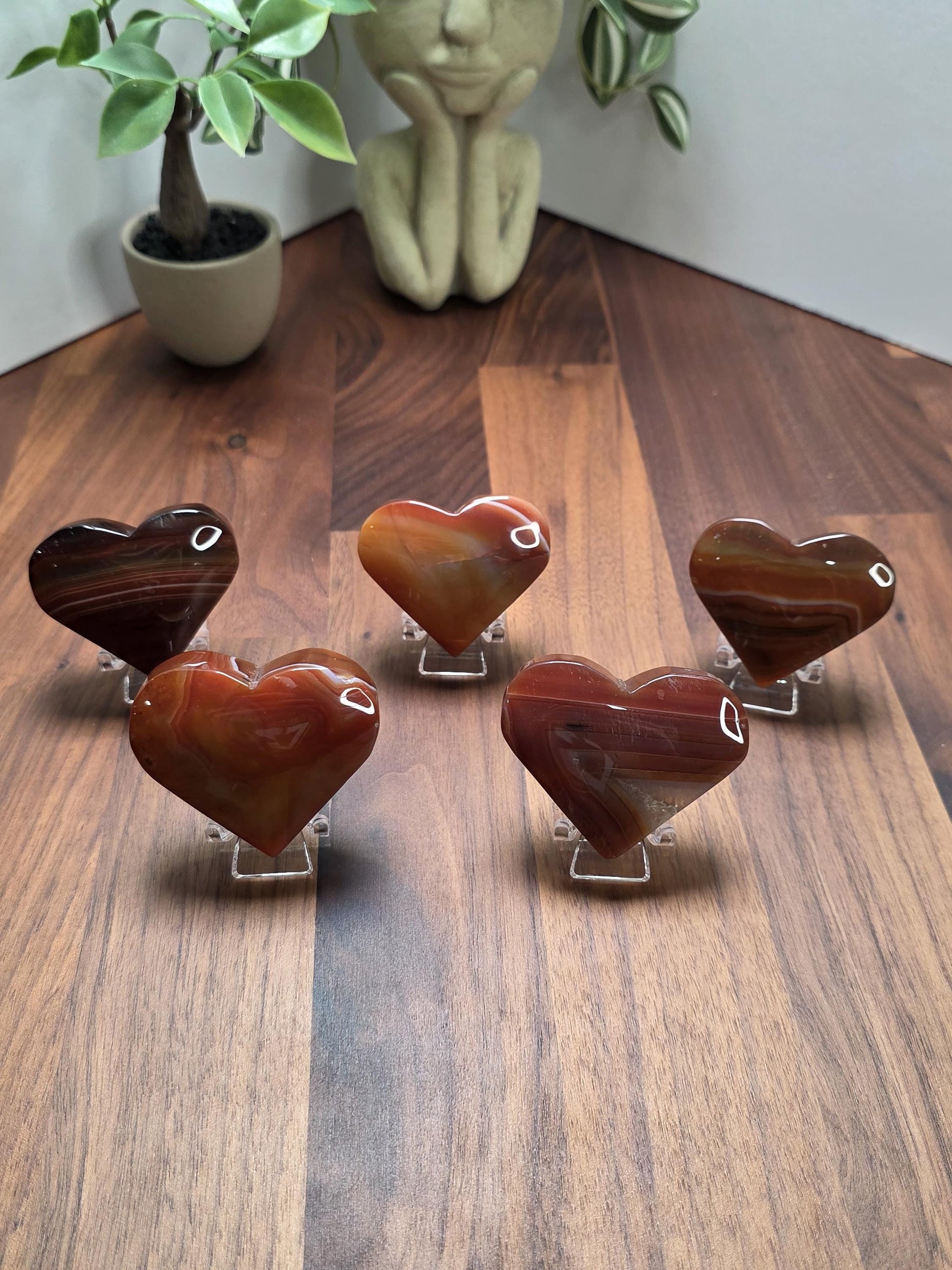 Carnelian Heart with stand | 2 inches Medium | High Quality | Beautiful Banding