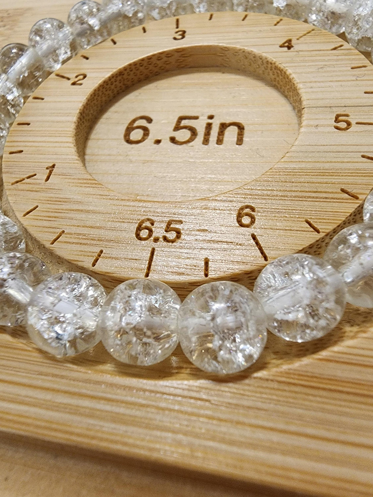 Clear Crackle Quartz Bracelet: Around 8MM Crystal Bead Bracelet with Rainbows & Sparkle