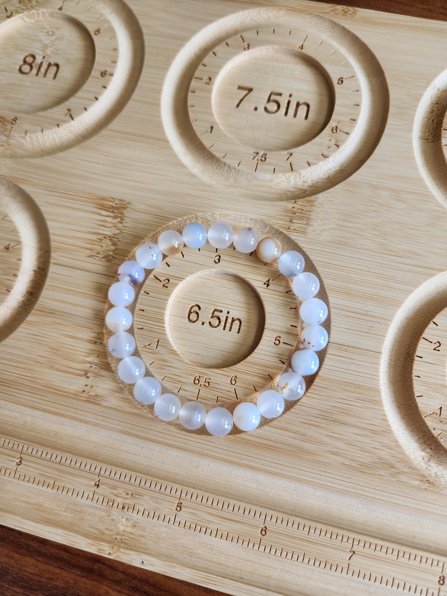 Montana Agate Bracelet: 8MM Cowboy Agate | Natural Crystal Beads | Cloudy White Gemstones with Subtle Brown Sardonyx Banding and Inclusions