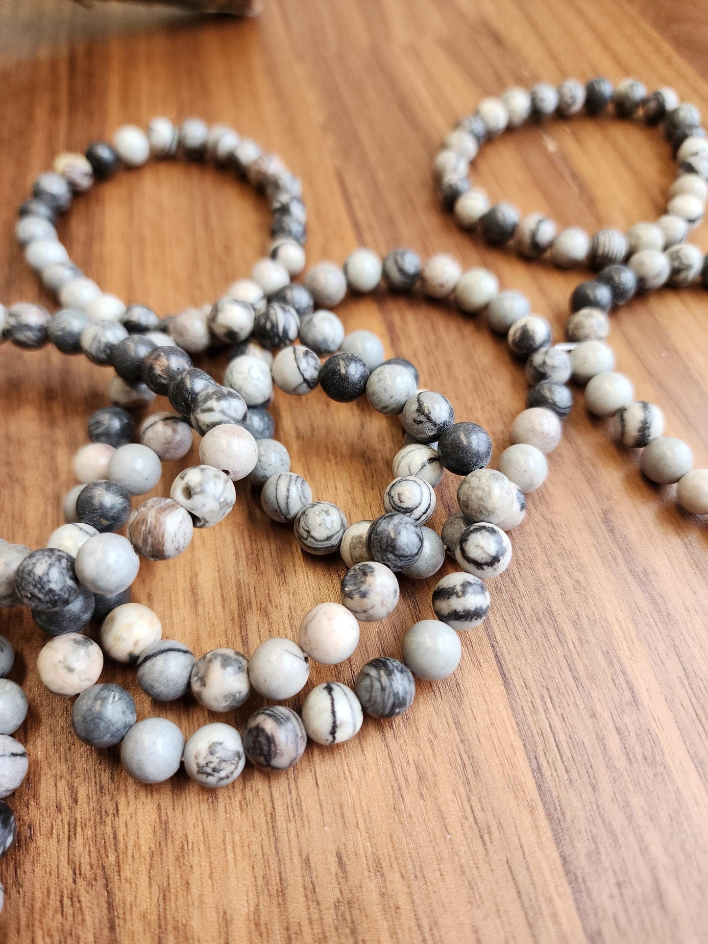 SpiderWeb Jasper Bracelet: 8MM Webbed Black and White Patterns for Halloween or Spooky Styles | Gothic Vibes Wednesday would Love!