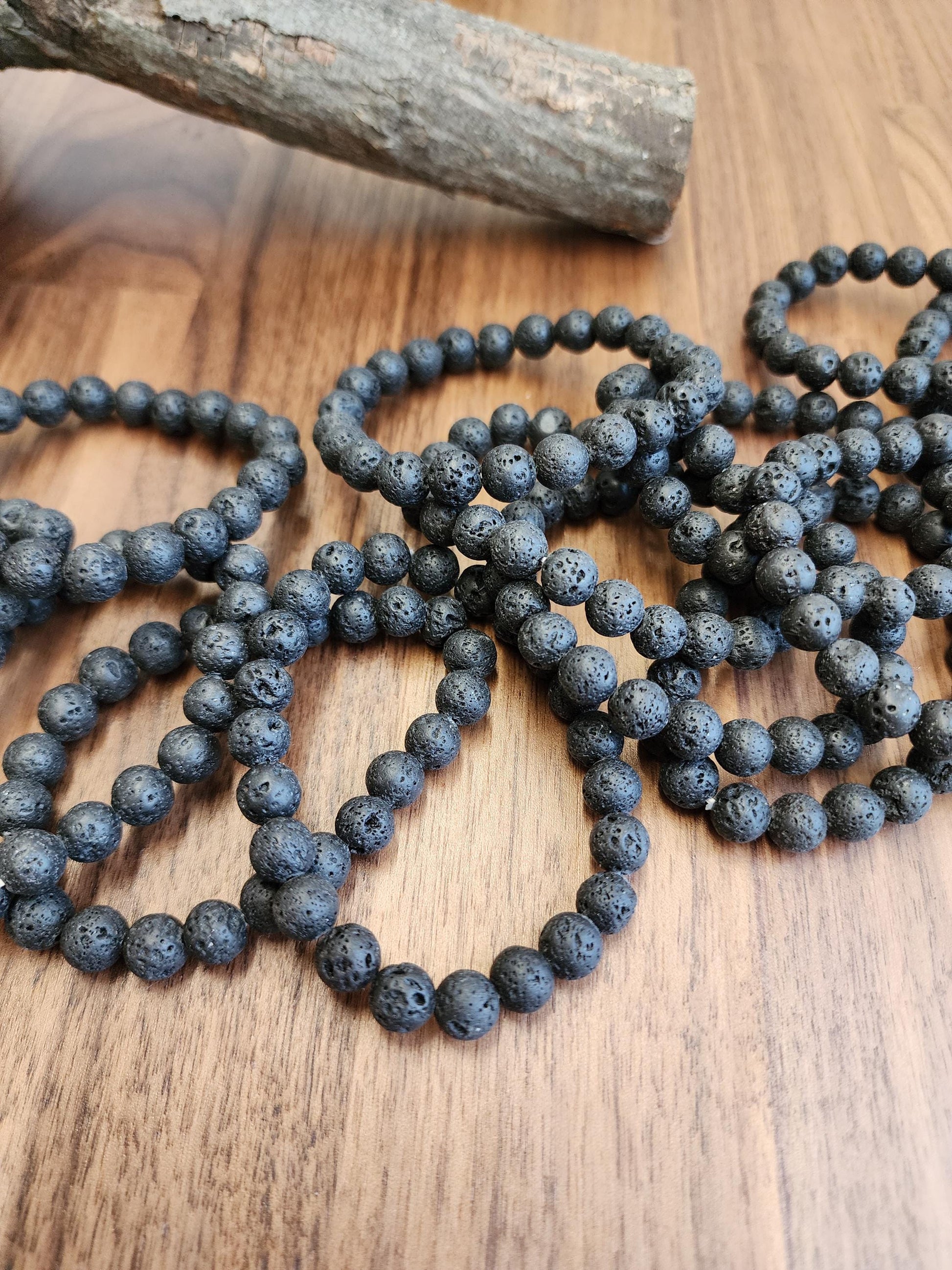 Lava Rock Bracelet: 8MM Black Stone Crystal Rock Beads | Infuse with Aroma Therapy Oils, Perfume or Cologne | Smell Good | Men's Gift