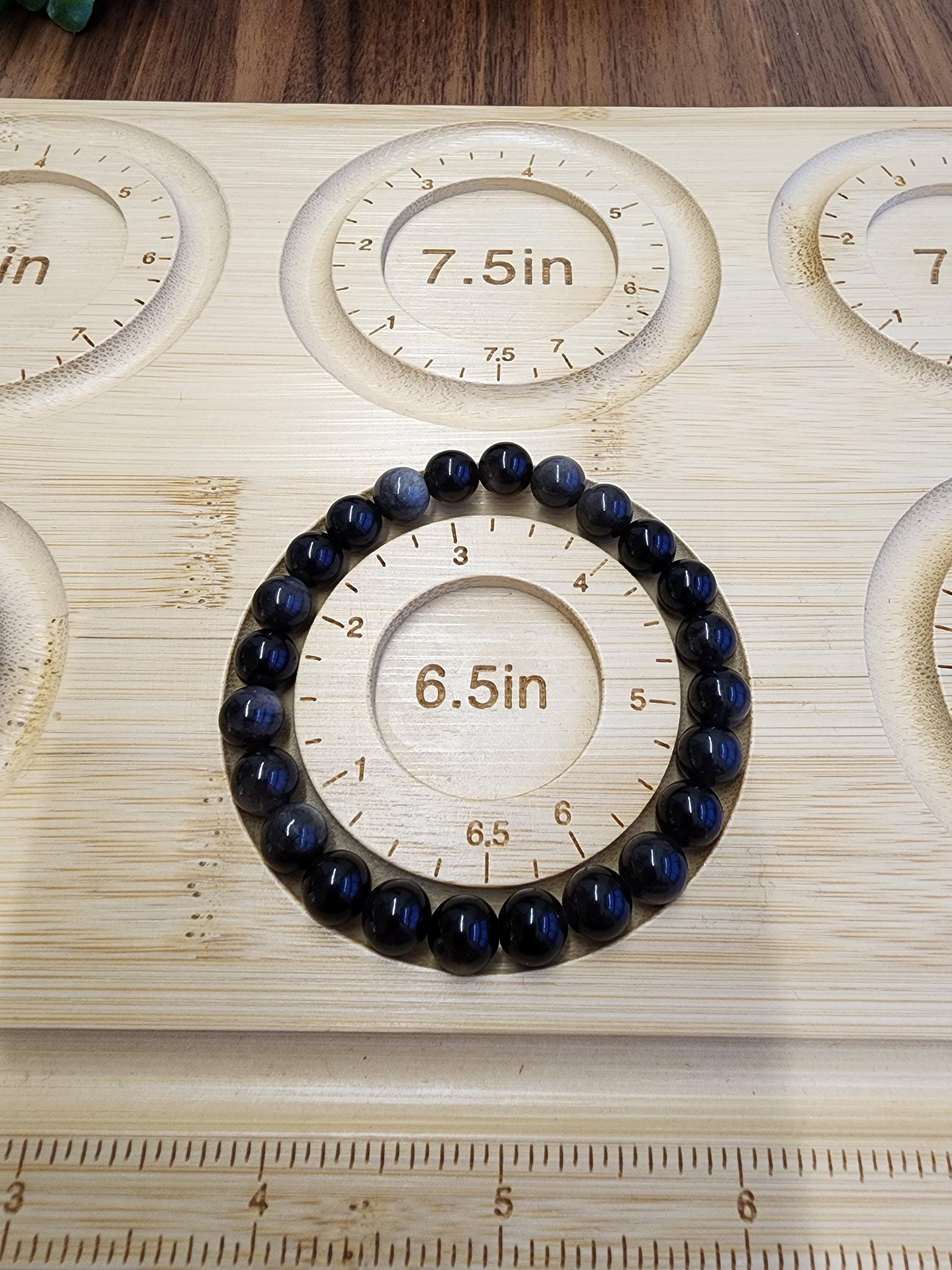 Silver Sheen Obsidian Bracelet: 8MM Natural Black Crystal Beads with Silver Gray Chatoyant Effect | Cool Gift for Rock Collectors Kids