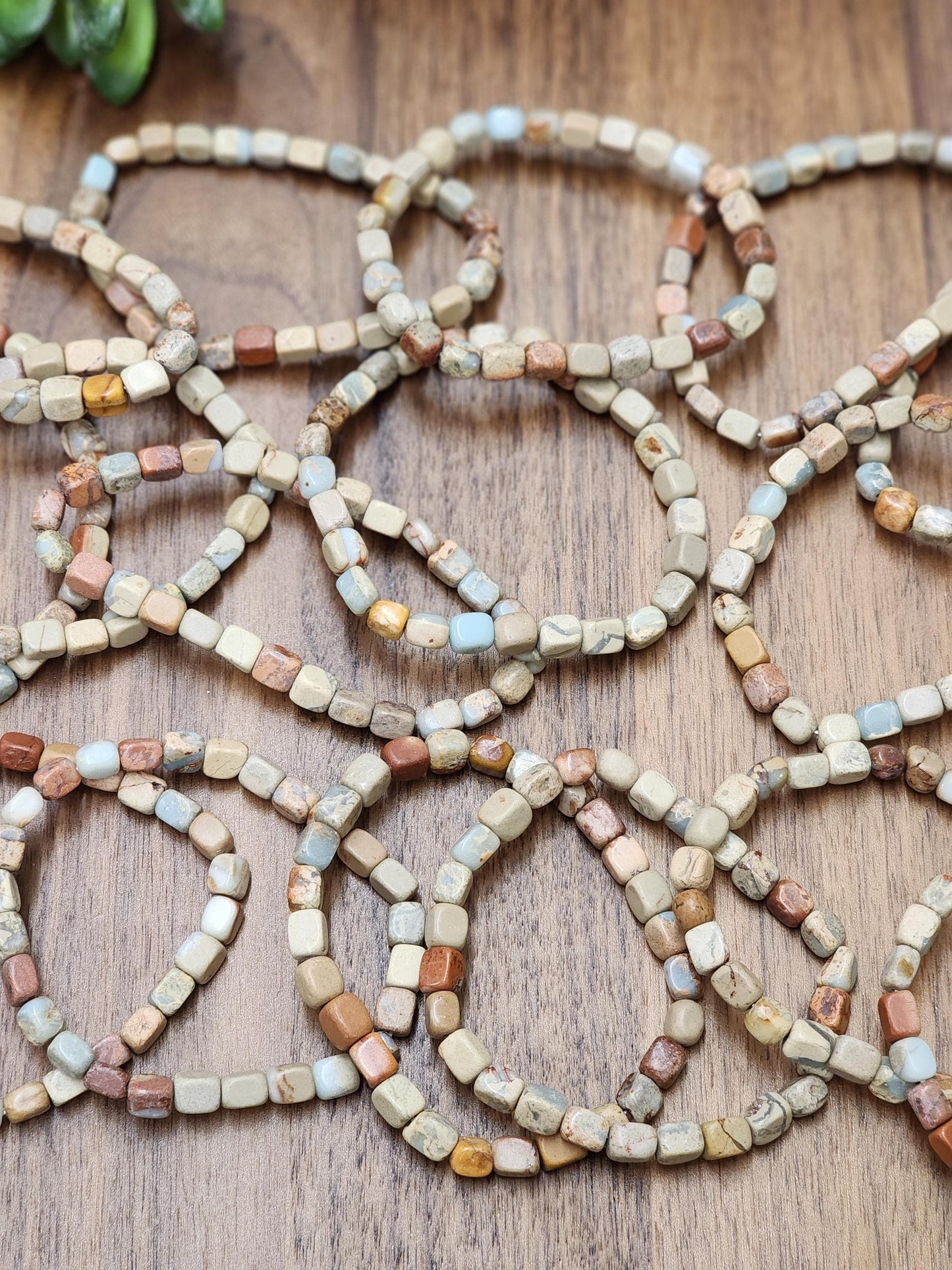 Aqua Terra Jasper Bracelet: Nugget Style 5-8mm Beads | Arizona Serpentine | Seen in Sedona Sunrise Crystal Confetti