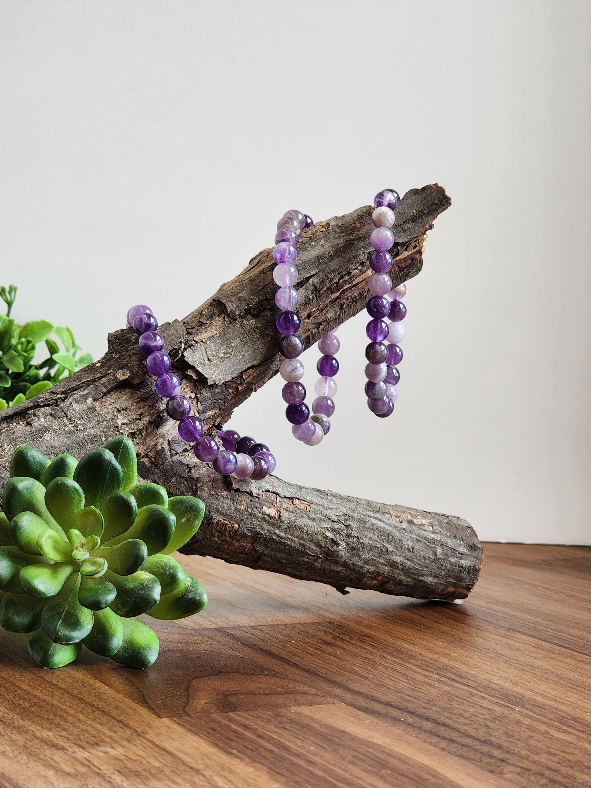 Favorite Amethyst Bracelet: 8.5MM Natural Purple Crystal Beads | Most popular crystal jewelry collection for PopRocksDecor | Lavendar Lilac