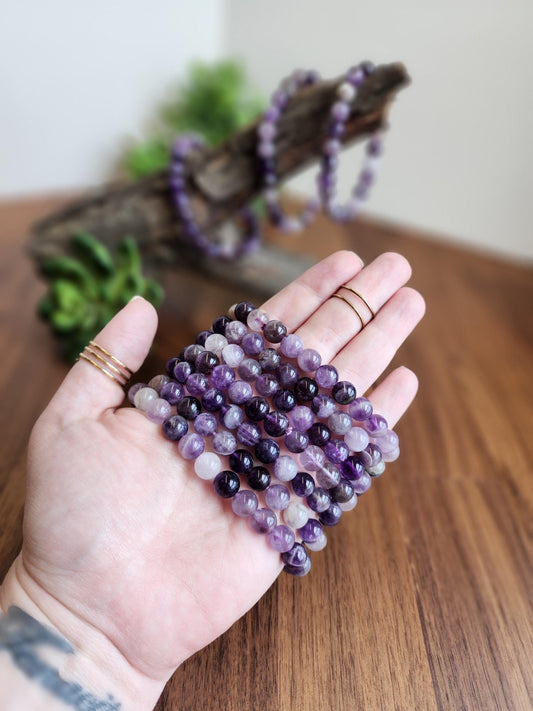 Favorite Amethyst Bracelet: 8.5MM Natural Purple Crystal Beads | Most popular crystal jewelry collection for PopRocksDecor | Lavendar Lilac