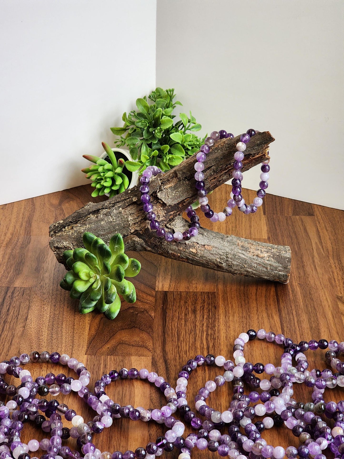 Favorite Amethyst Bracelet: 8.5MM Natural Purple Crystal Beads | Most popular crystal jewelry collection for PopRocksDecor | Lavendar Lilac