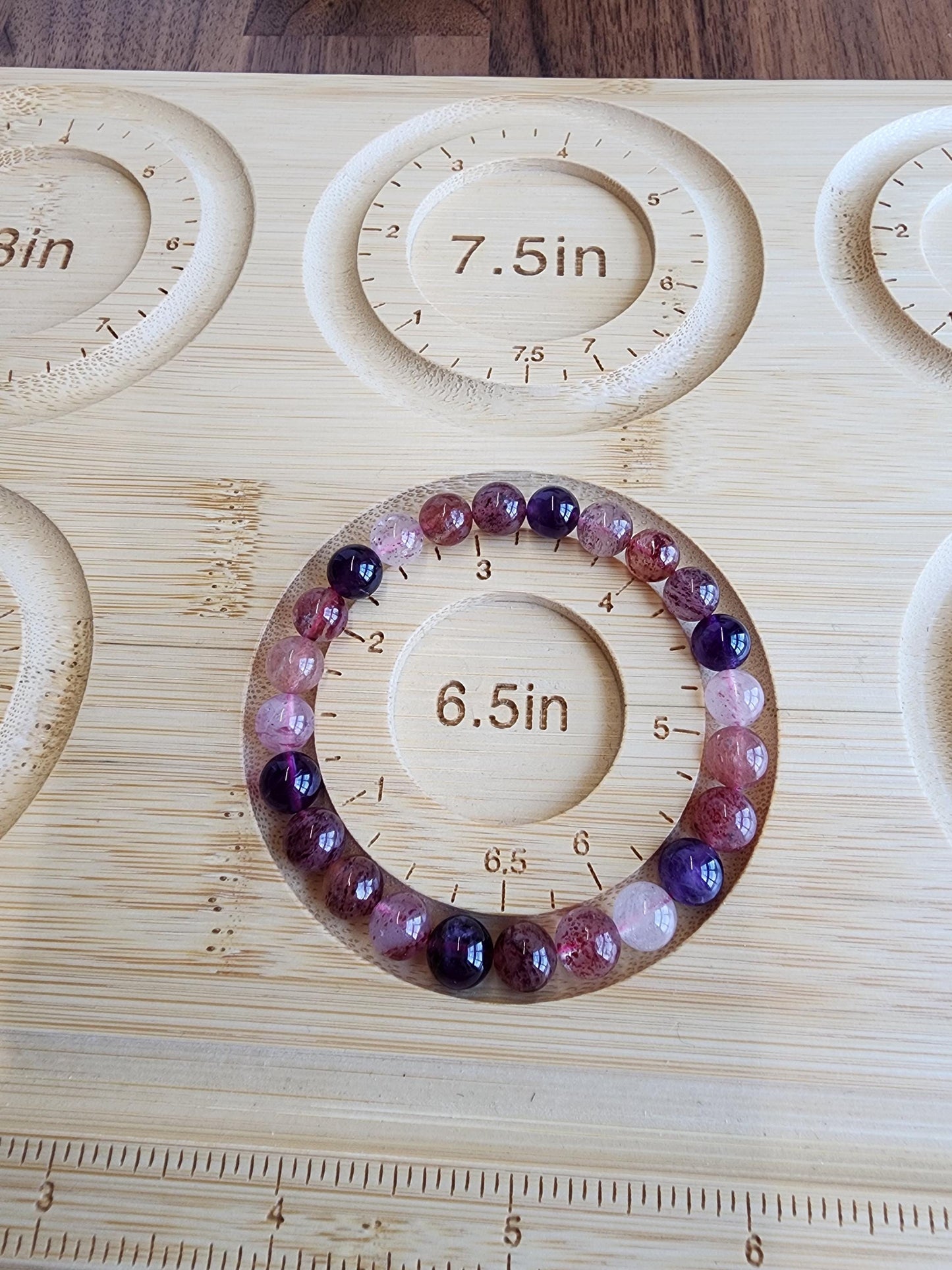Super 7 Bracelet: 7.5 MM Sacred Seven Melody Stone Crystal Beads | Natural Rainbow Purple, Red, Pink Jewelry | Rare High Vibration Energy