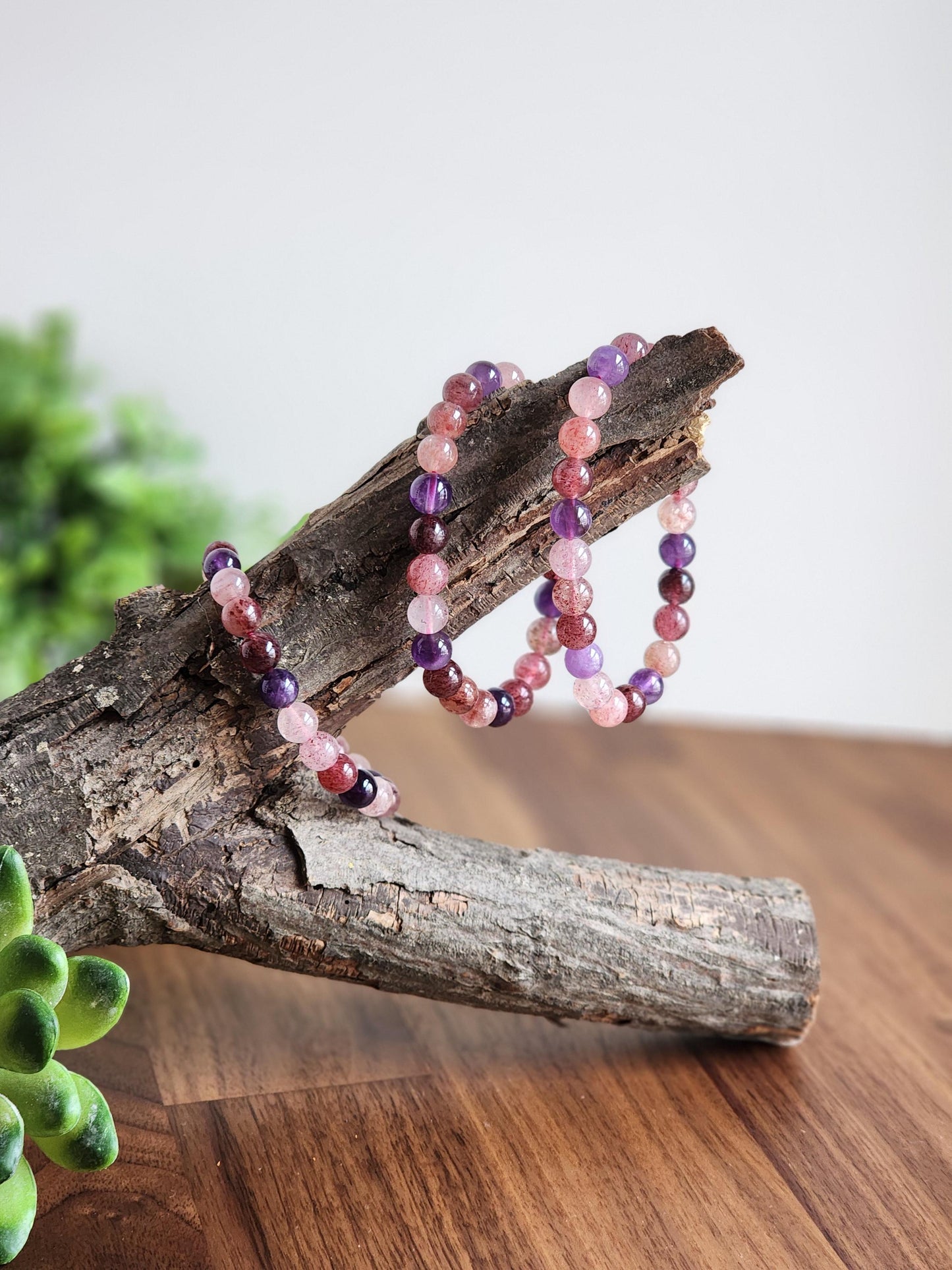 Super 7 Bracelet: 7.5 MM Sacred Seven Melody Stone Crystal Beads | Natural Rainbow Purple, Red, Pink Jewelry | Rare High Vibration Energy