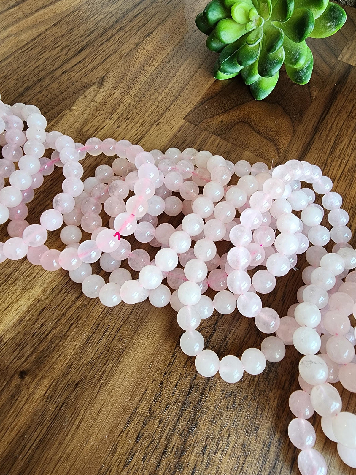 Favorite Rose Quartz Bracelet: 8MM Pink Crystal Beads, stretch Magenta Band | Perfect Valentine's Day or Anniversay Gift for Mom, Girlfriend