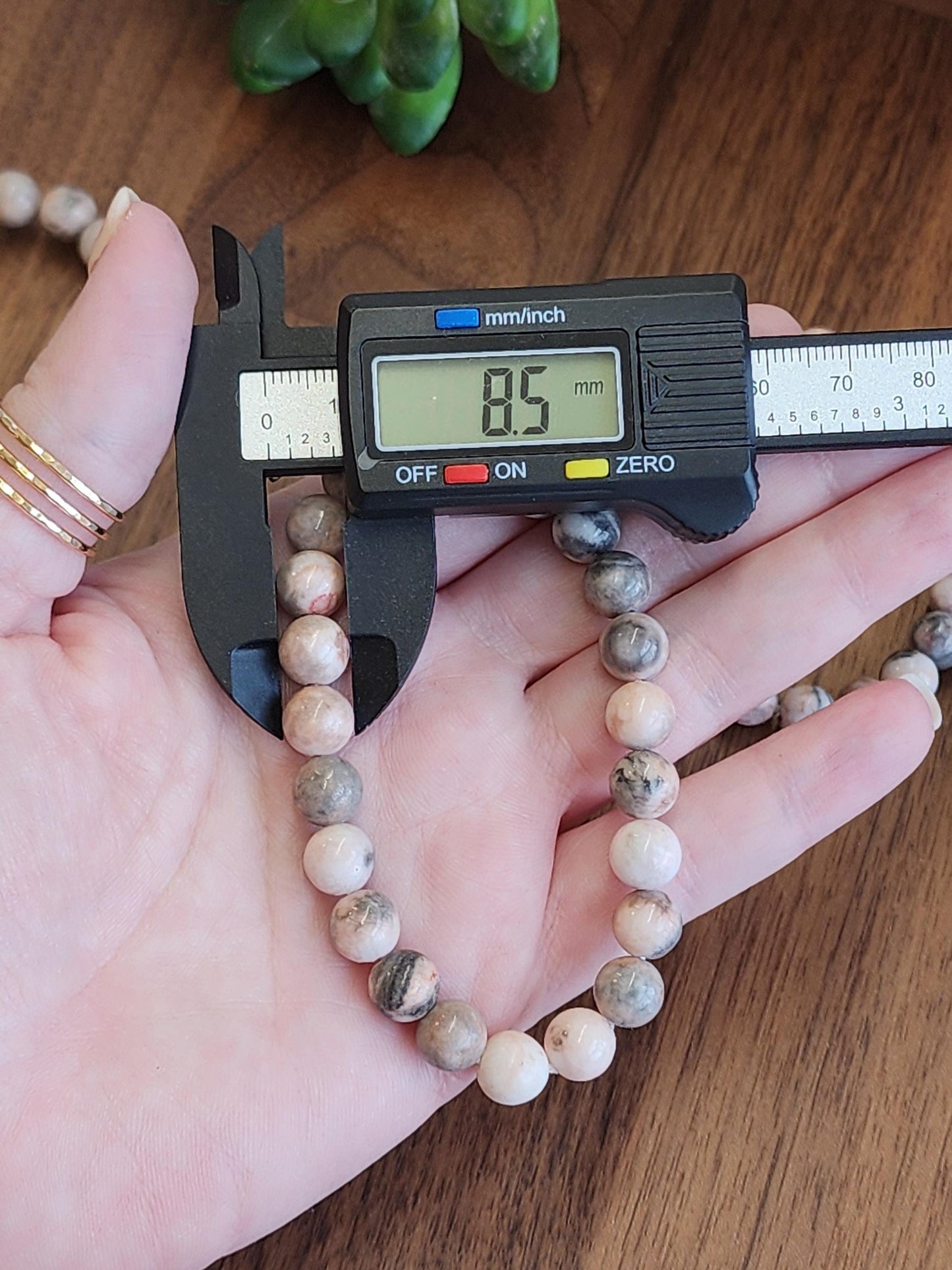 Pink Zebra Jasper: 8MM Natural Crystal Beads | Subtle Gray Pink and White Hues | Perfect gift for Teens, Easter Baskets, and Fun Summer Fits