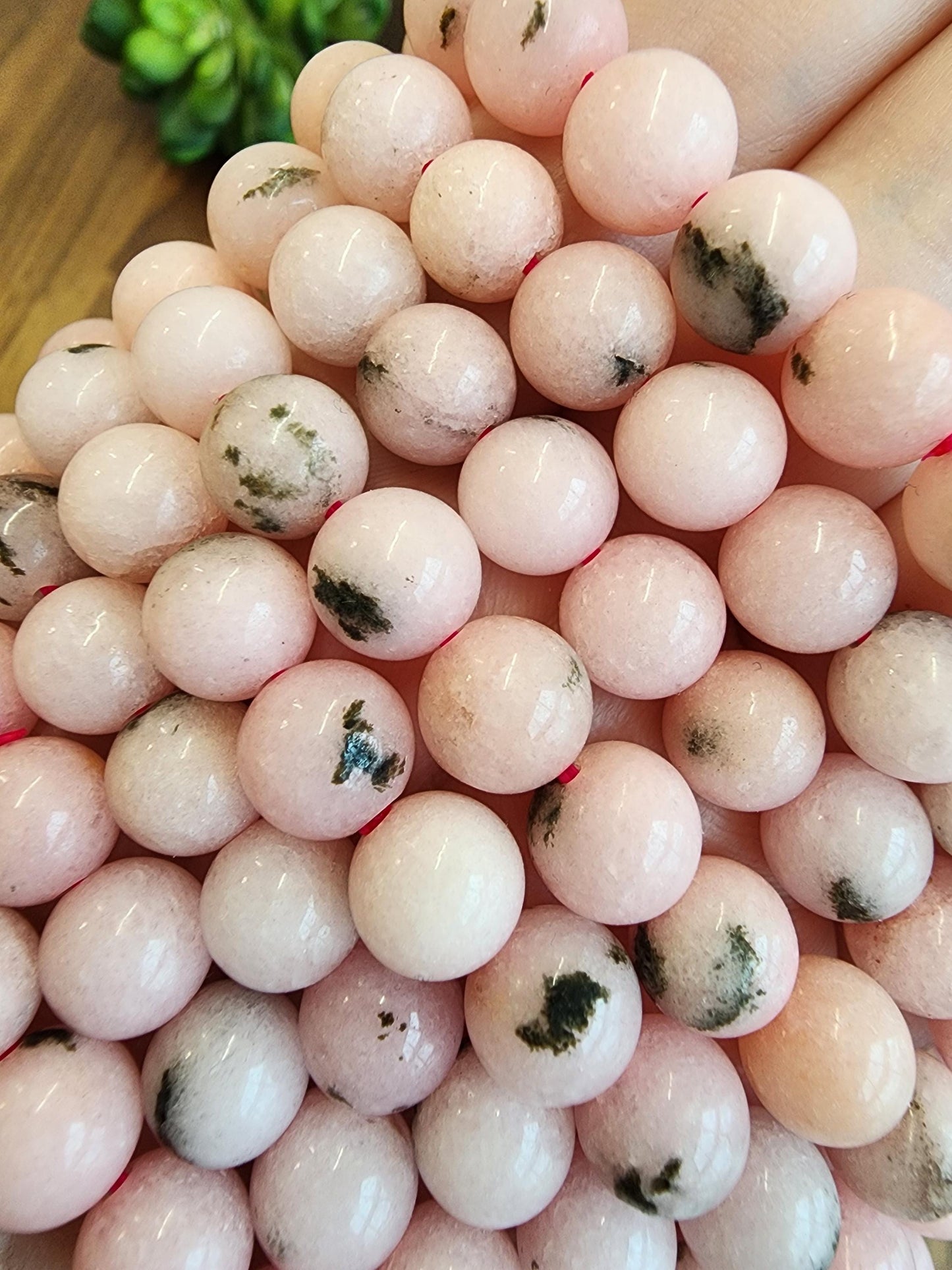 Pink Dendritic Opal Bracelet: 8MM Natural Crystal Beads Enhanced with Pale Pink Dye | Mother's Day Gift or Easter Basket Stuffer for Kids