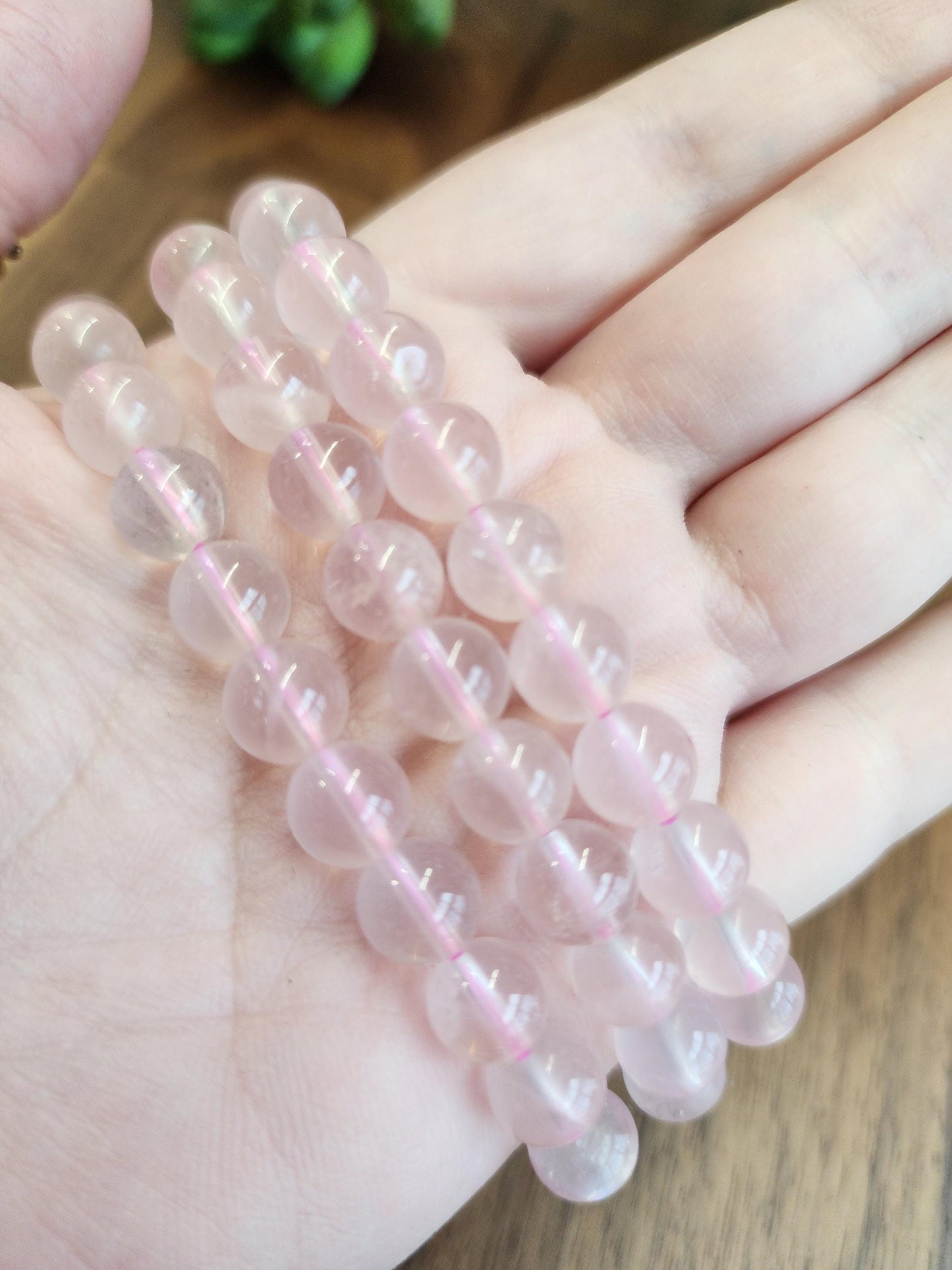 High Quality Rose Quartz Bracelet: 8MM Natural Pink Crystal Beads, Translucent, High Vibration Jewelry for Tactile Calming, Treat-yo-Self