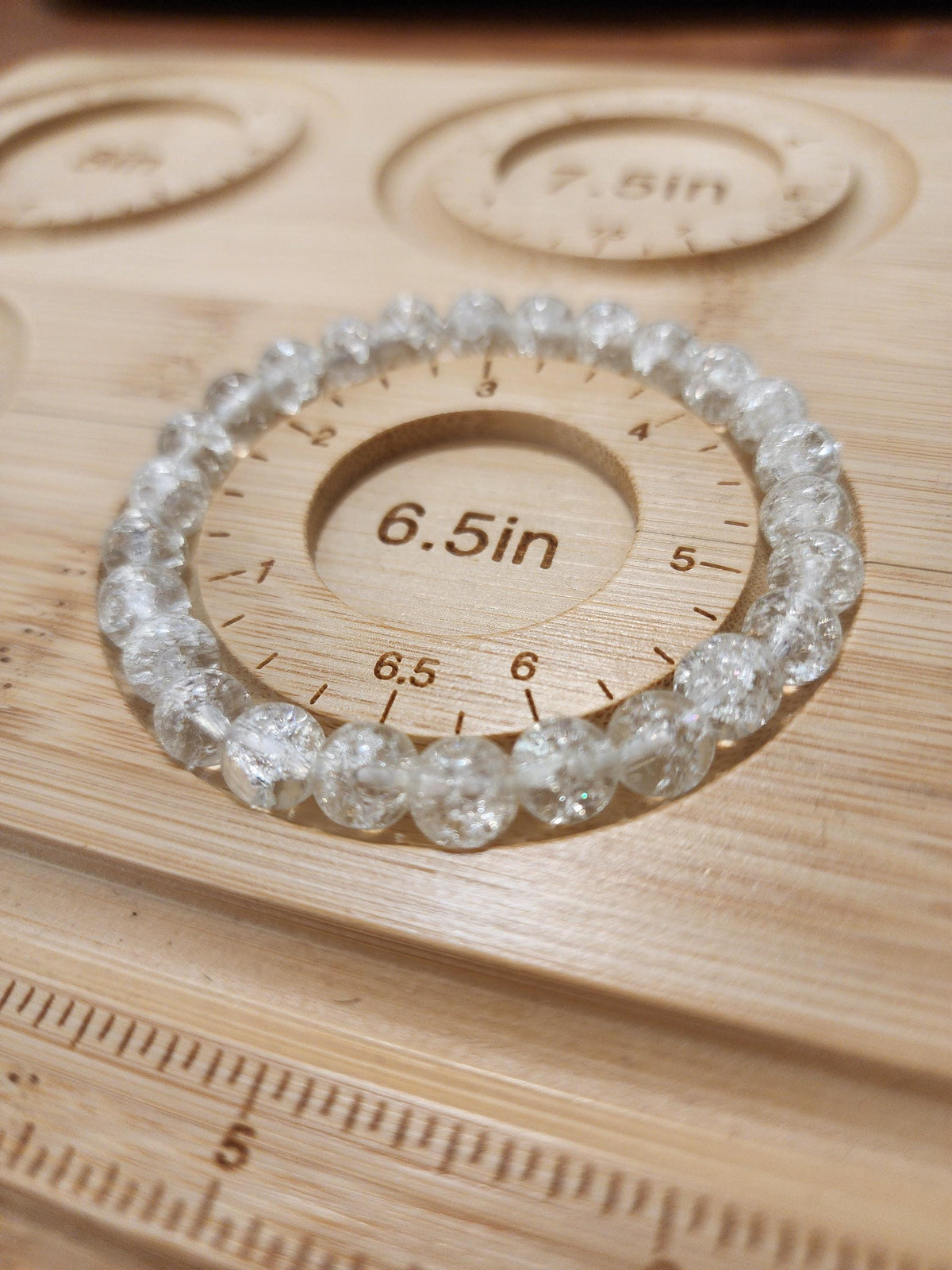 Clear Crackle Quartz Bracelet: Around 8MM Crystal Bead Bracelet with Rainbows & Sparkle