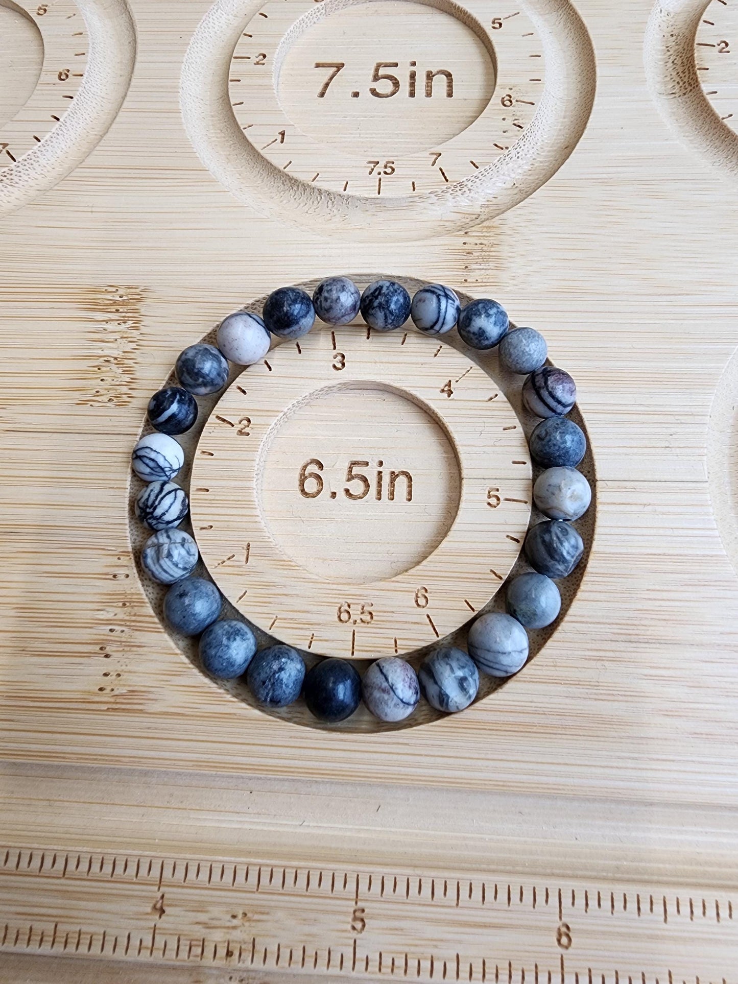 SpiderWeb Jasper Bracelet: 8MM Webbed Black and White Patterns for Halloween or Spooky Styles | Gothic Vibes Wednesday would Love!